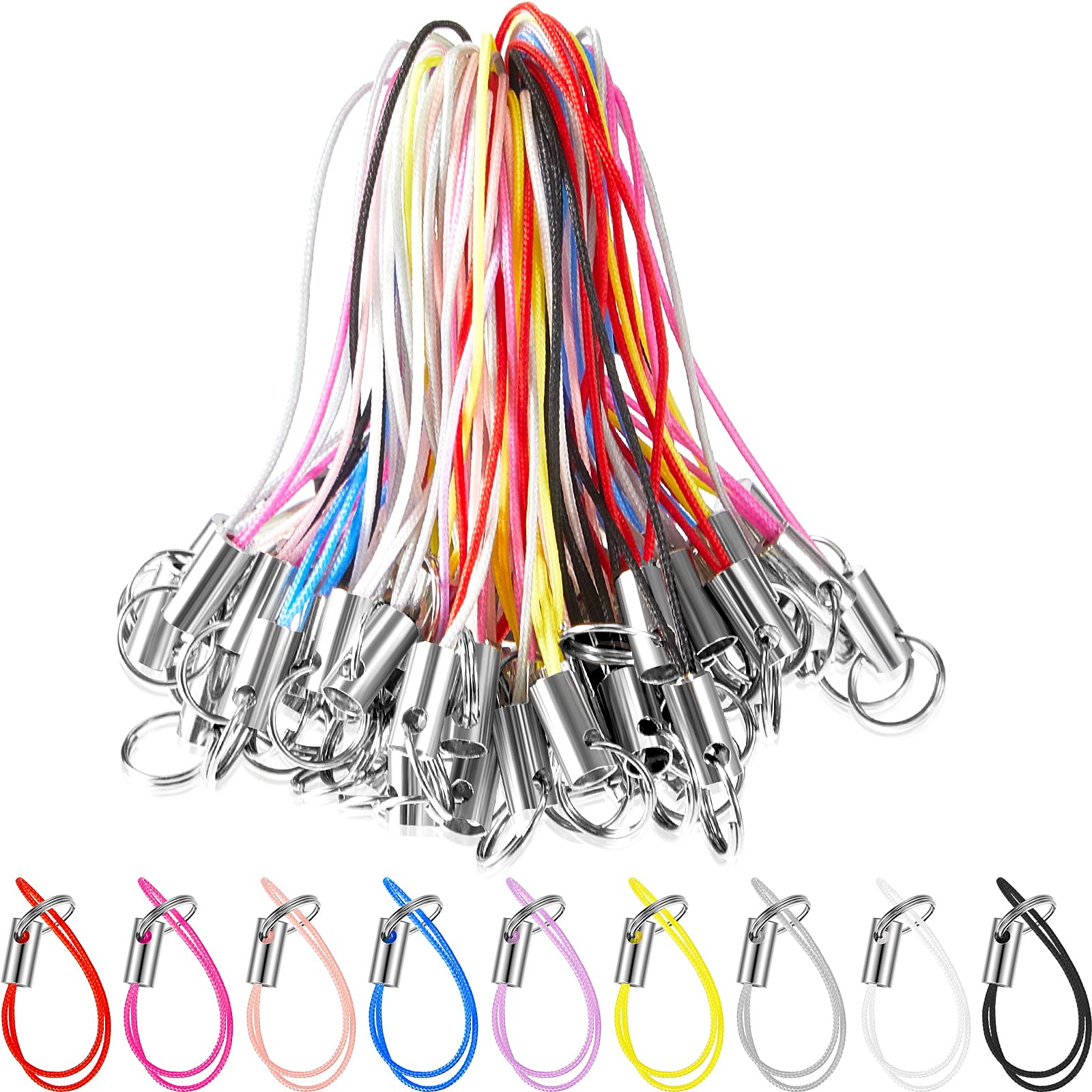 Frienda 200 PCS Phone Lanyard Rings - Adjustable Phone Strap Holder for Cellphones, USB Drives, Keychains - DIY Accessories for Work, School, Travel & Events (200 Pieces)