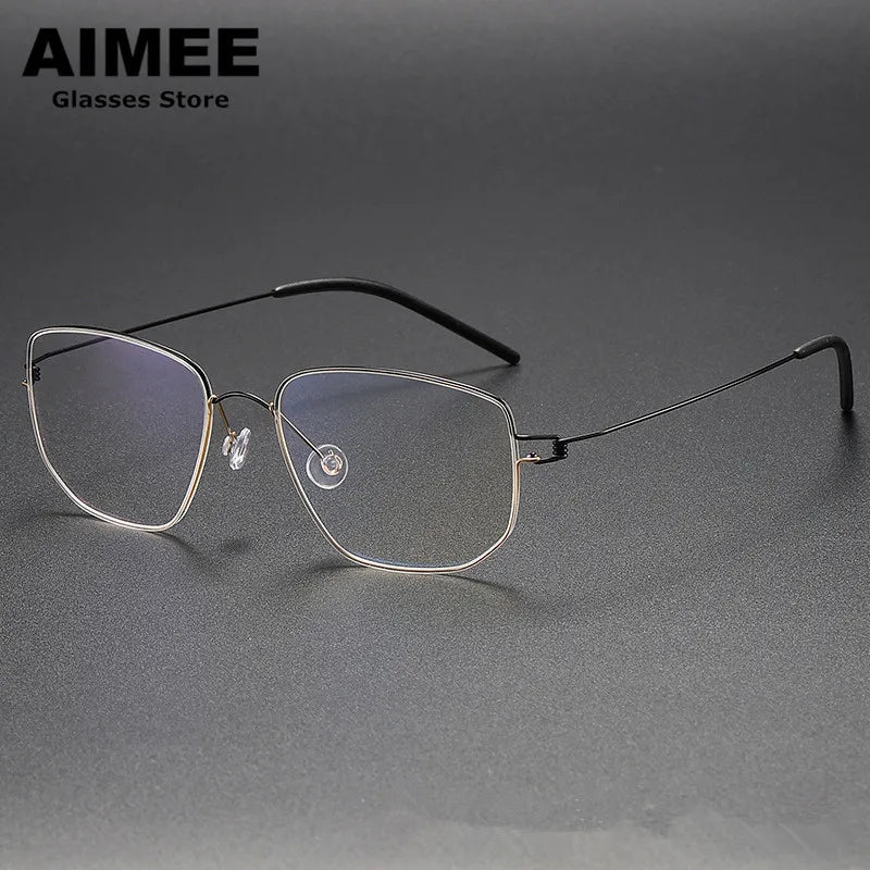 Aimee Women's Full Rim Square Screwless Titanium Eyeglasses Frame 13317 - Lightweight & Durable Eyewear for Work, Reading & Everyday Fashion