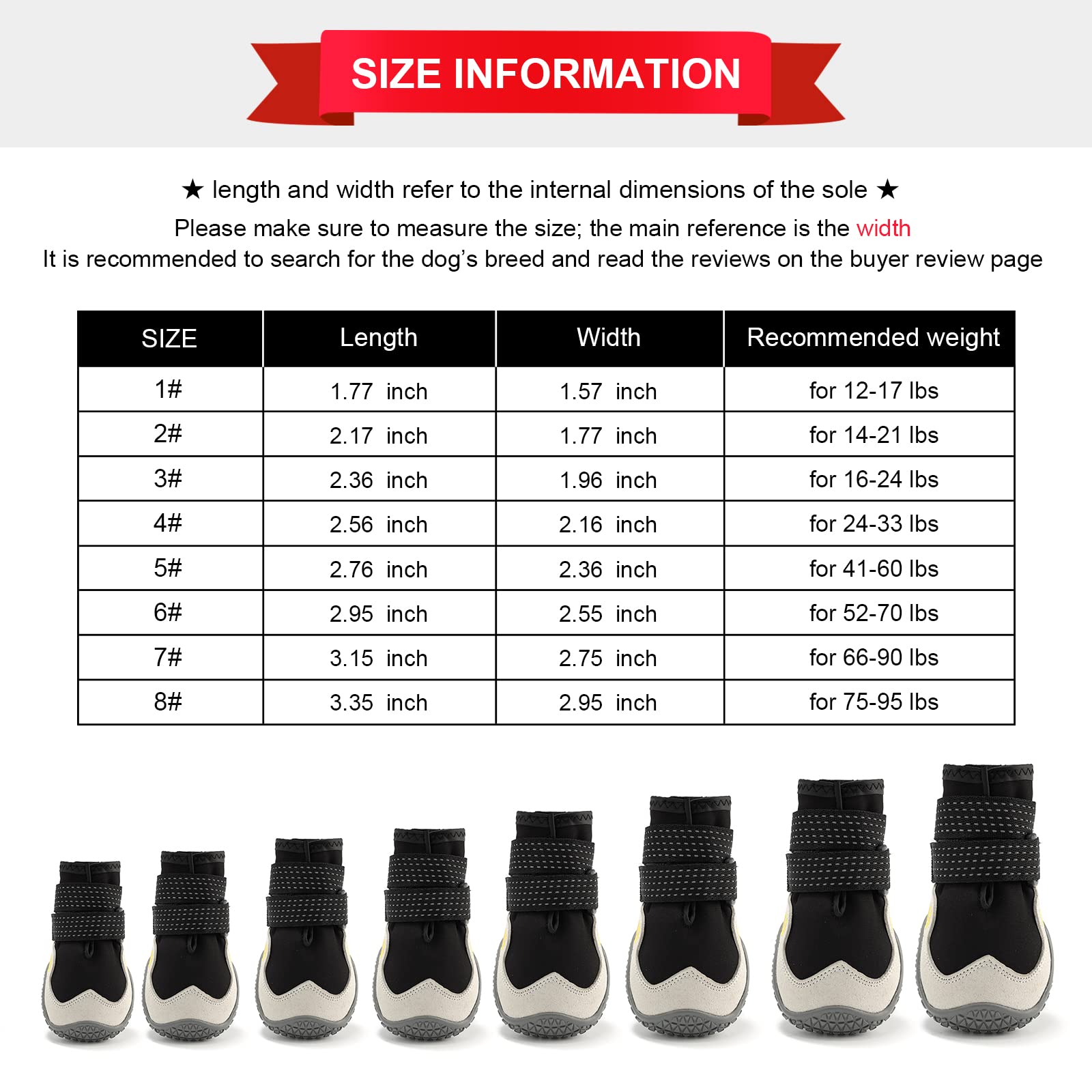 **Anti-Slip Waterproof Dog Boots for Small to Large Dogs - Reflective & Breathable Paw Protectors for Snow, Hot Pavement & Outdoor Adventures (4Pcs)**    *(Use Cases: Perfect for winter snow, summer hot pavement, hiking, and daily walks to protect your dog's paws!)*