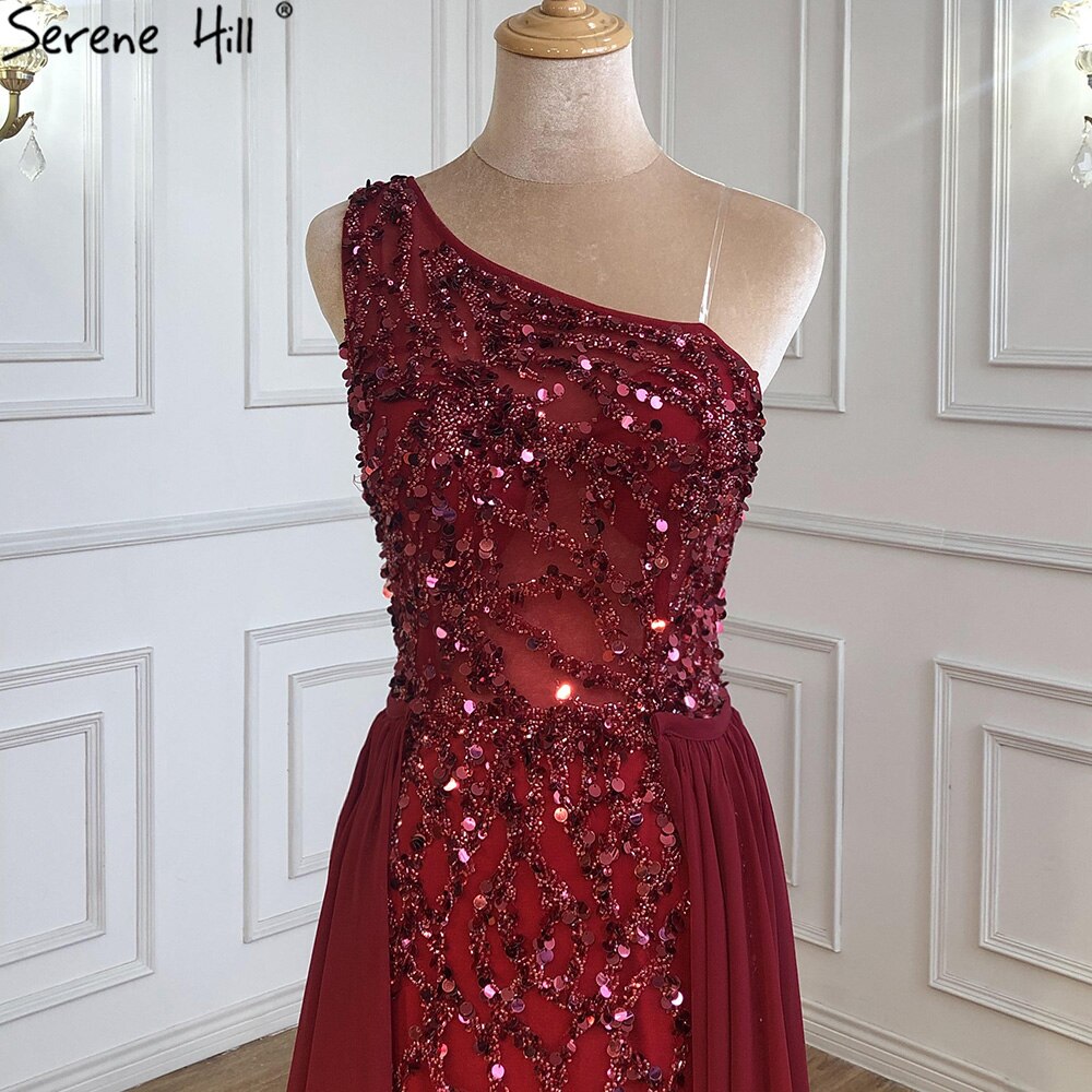 Serene Hill Wine Red Luxury Mermaid Evening Dress Gown 2025 - Elegant Beaded Detachable Skirt for Women - Perfect for Prom, Gala & Formal Parties