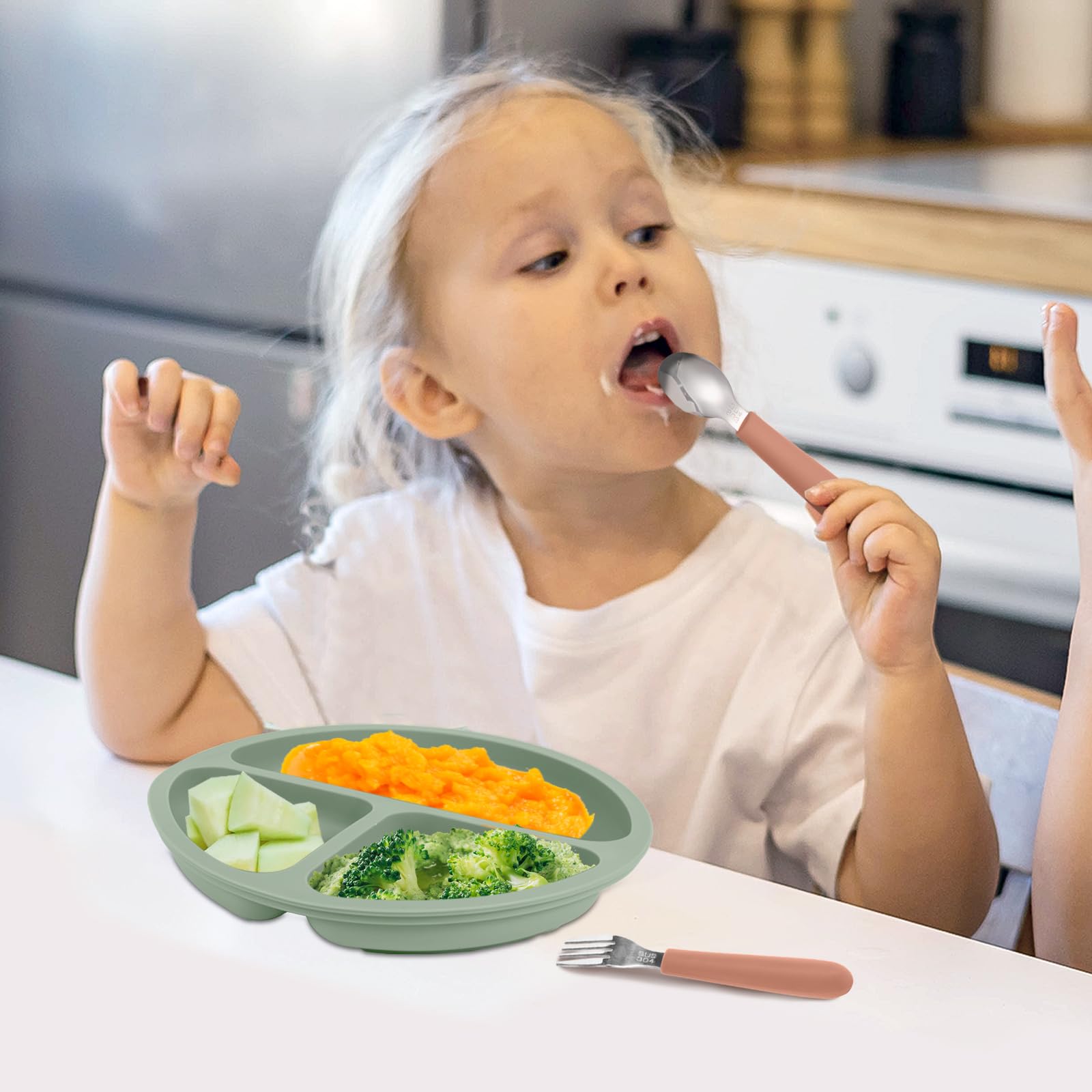 **Toddler Utensil Set - 6 Pack Kids Silverware with Soft Silicone Handle, 18/8 Stainless Steel Spoons & Forks for Safe Feeding - Dishwasher Safe - Perfect for Babies, Toddlers & Preschoolers at Home, Daycare or Travel**