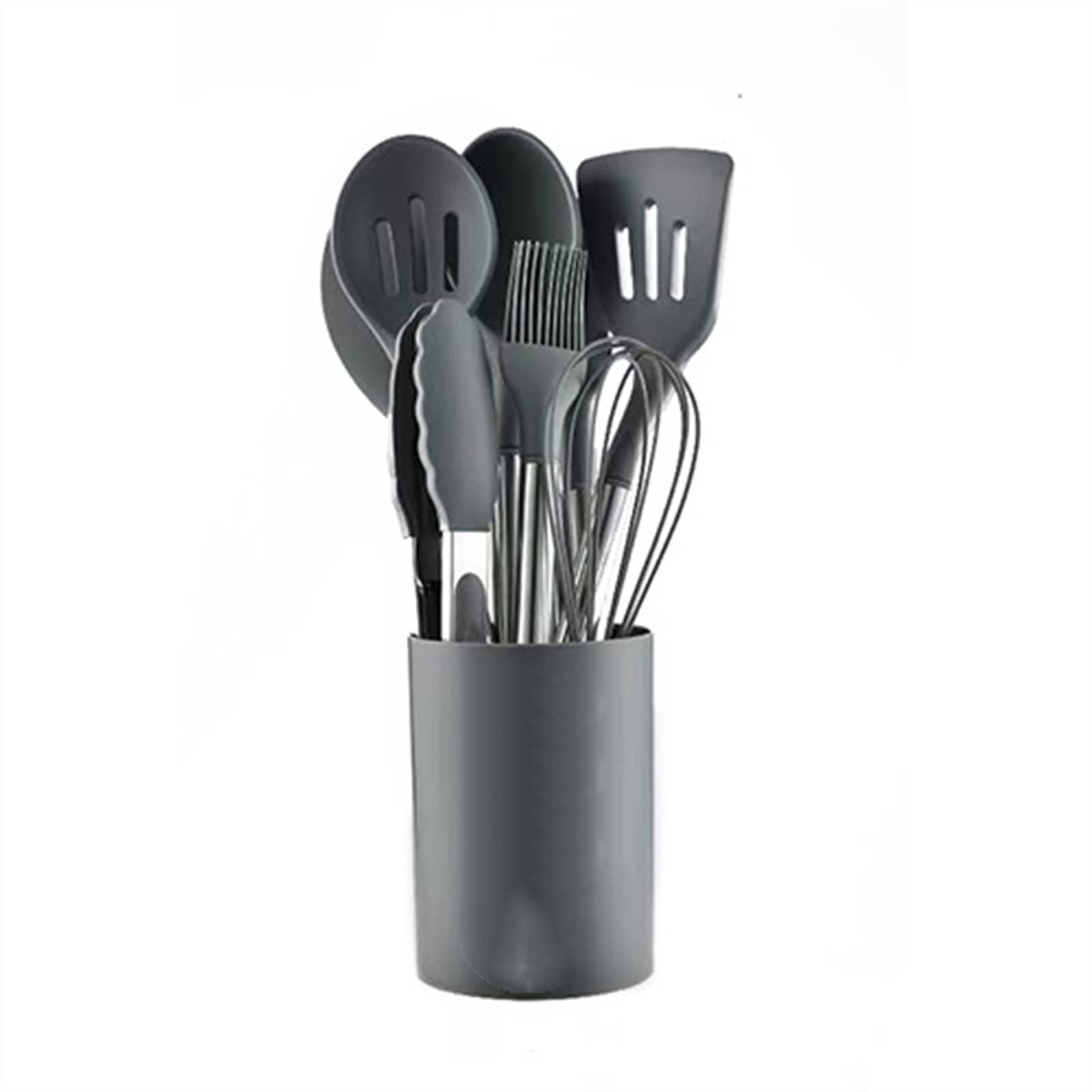 Premium Silicone Manual Whisk Set - Non-Stick Kitchen Utensils for Baking, Cake Mixing, BBQ & Cooking - Includes Spatula, Ladle, Egg Beater & Soup Spoon (Gray) - Perfect for Home Chefs & Professional Bakers