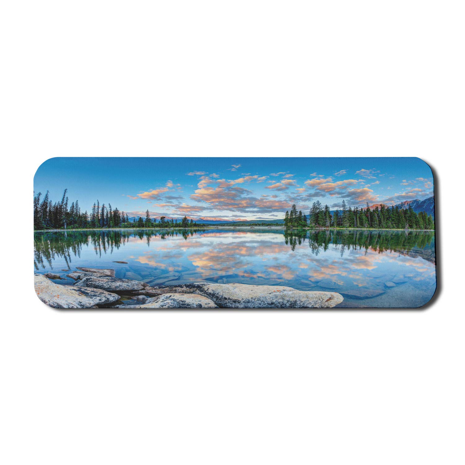 Ambesonne Nature Computer Mouse Pad - Golden Yellow Sunrise at Pyramid Lake Scenery, Non-Slip Rubber Gaming Mousepad (31