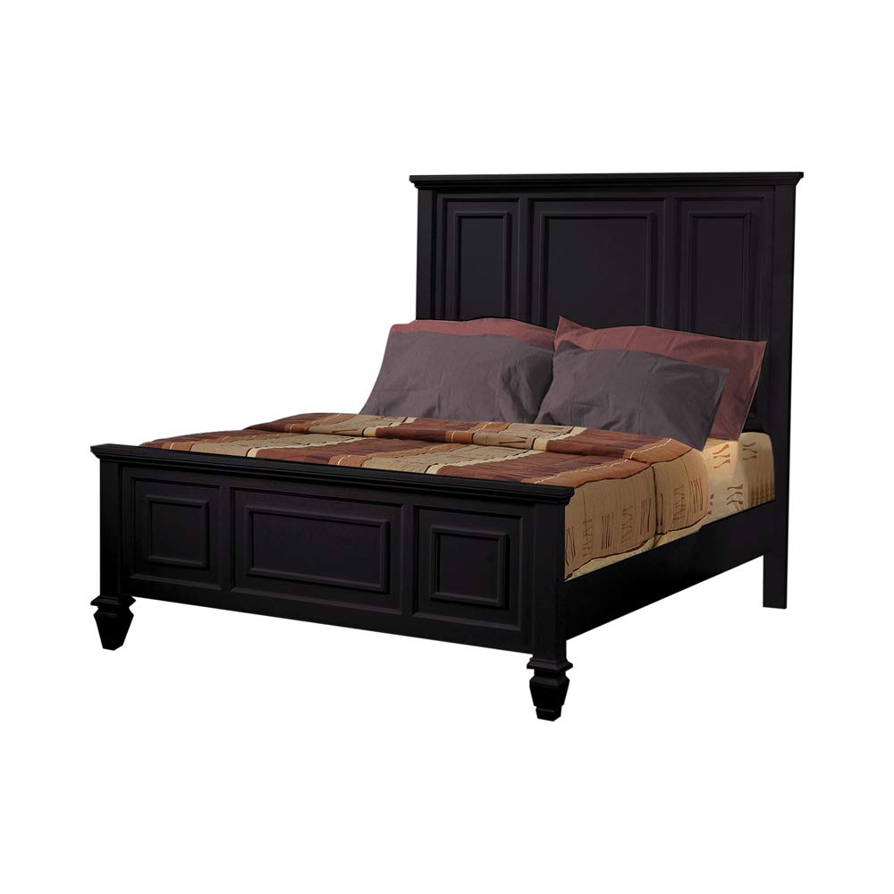 Benjara Panel Design High Headboard Queen Size Bed with Molded Details - Black Upholstered Bed Frame for Luxurious Bedroom Decor | Perfect for Master Bedrooms & Guest Rooms