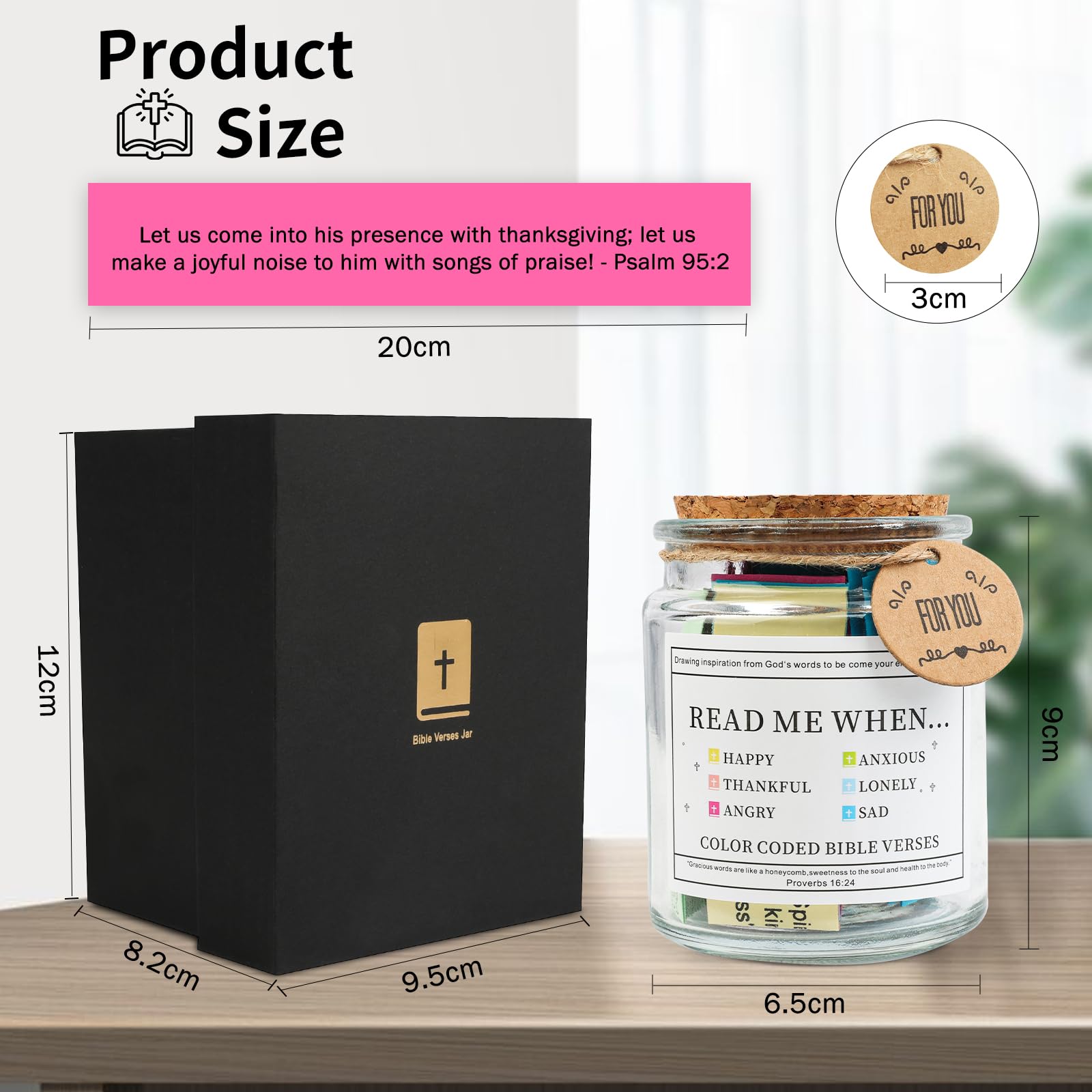 Bible Verse Jar - Inspirational Scripture Cards for Emotions & Feelings | Christian Prayer & Hope Gift for Women & Men | Perfect for Daily Devotion, Bible Study & Encouragement