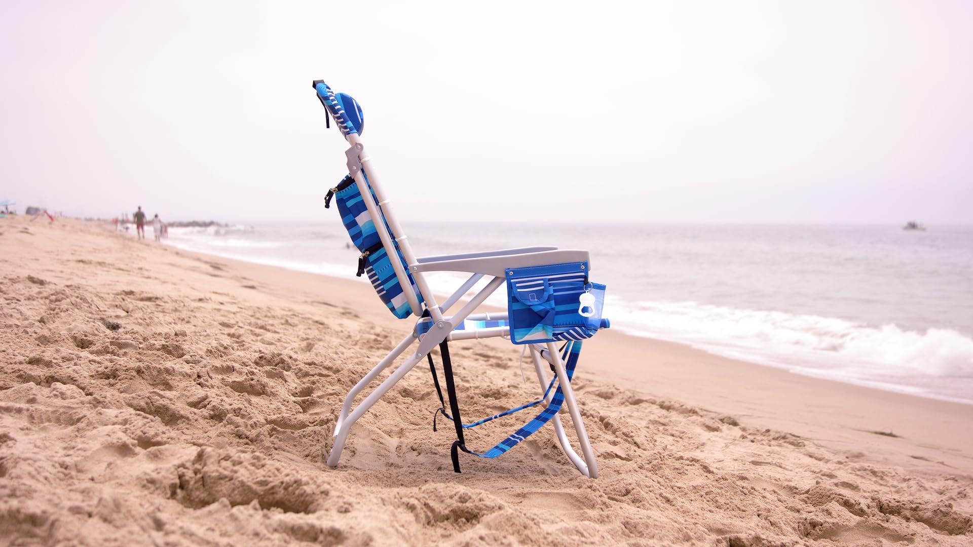 Homevative Portable Backpack Fold-Up Beach Chair - 5 Position Reclining, Built-in Towel Bar, Cooler Pocket, Storage Pouch & Cup Holder - Perfect for Beach, Camping, Picnics and Outdoor Relaxation
