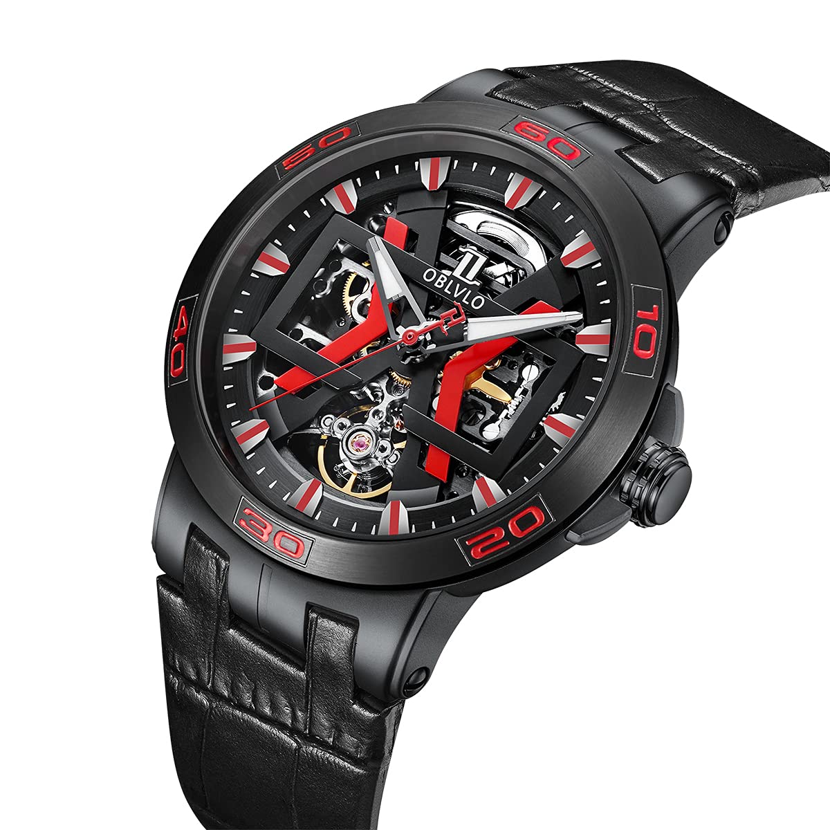 Men's Automatic Skeleton Dial Watch - Waterproof Leather Strap Sport Watch for Business, Casual & Outdoor Activities | UM1