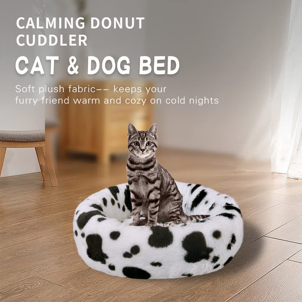 Calming Anti-Anxiety Donut Dog Bed & Cat Bed for Large, Medium, Small Pets - 17.7x17.7x6 Inch Orthopedic Comfort for Anxiety Relief, Perfect for Crate, Travel & Home Use