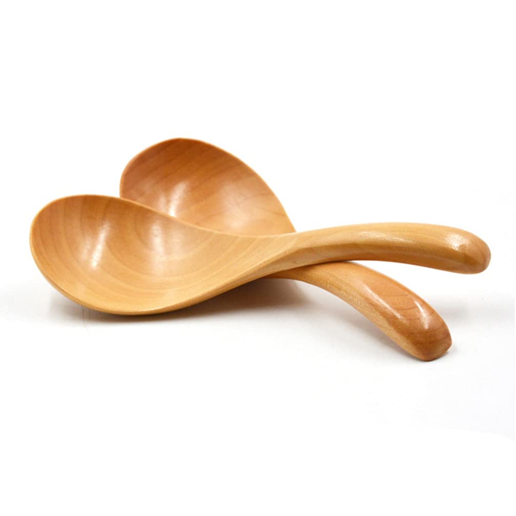 DOITOOL 2-Pack Wooden Kitchen Spoons - Rice Cooker Spoon & Soup Ladle Set - Natural Wooden Utensils for Cooking, Stirring, Serving - Perfect for Rice, Soup, Dessert & Ceramic Cookware - Essential Home Kitchen Supplies & Cooking Accessories