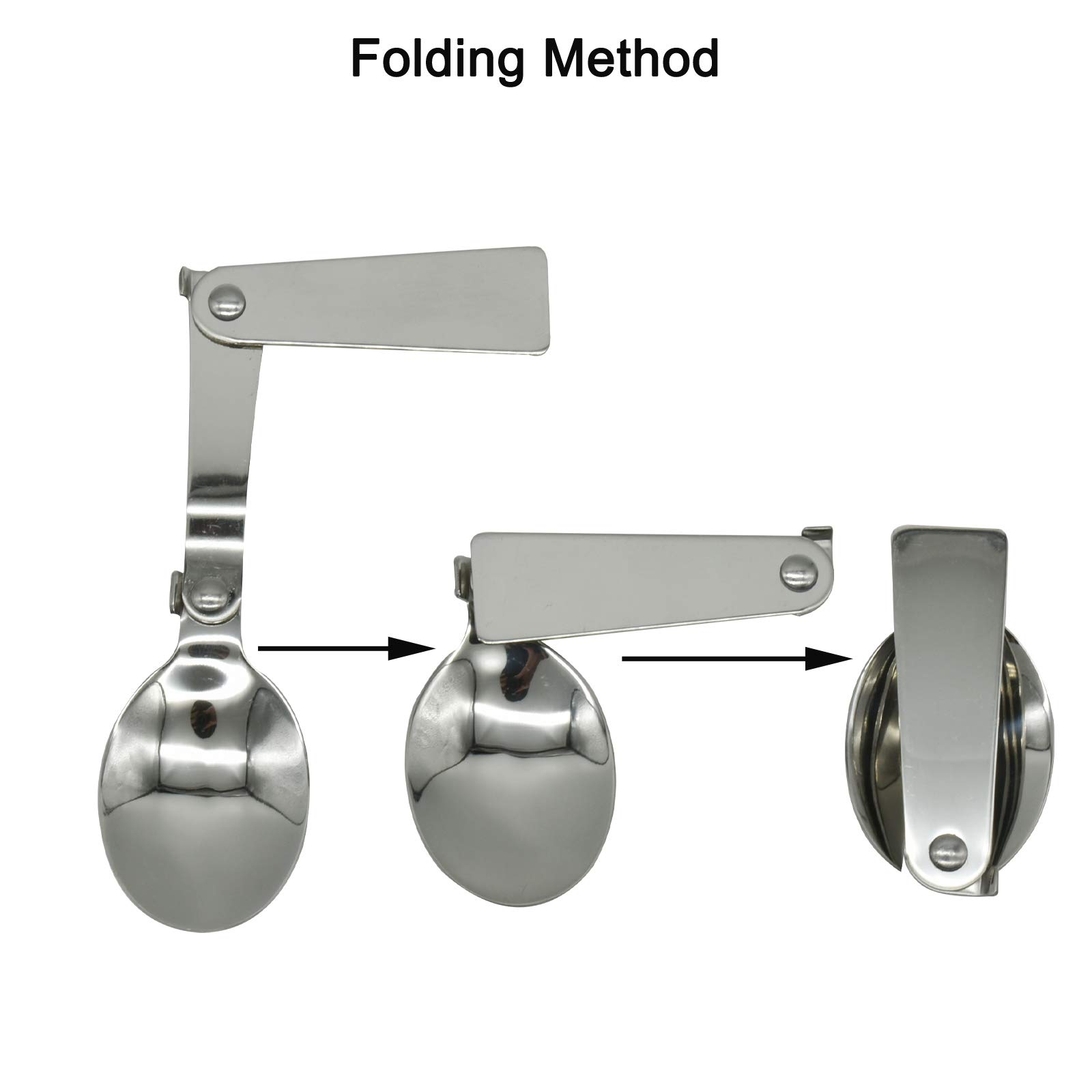Foldable Stainless Steel 18/10 (304) Spoon and Fork Set - 2 Pack Portable Spork for Camping, Hiking, Picnics & Outdoor Dining | Durable Salad Utensils for Thermos Lunch Boxes & Travel Meals