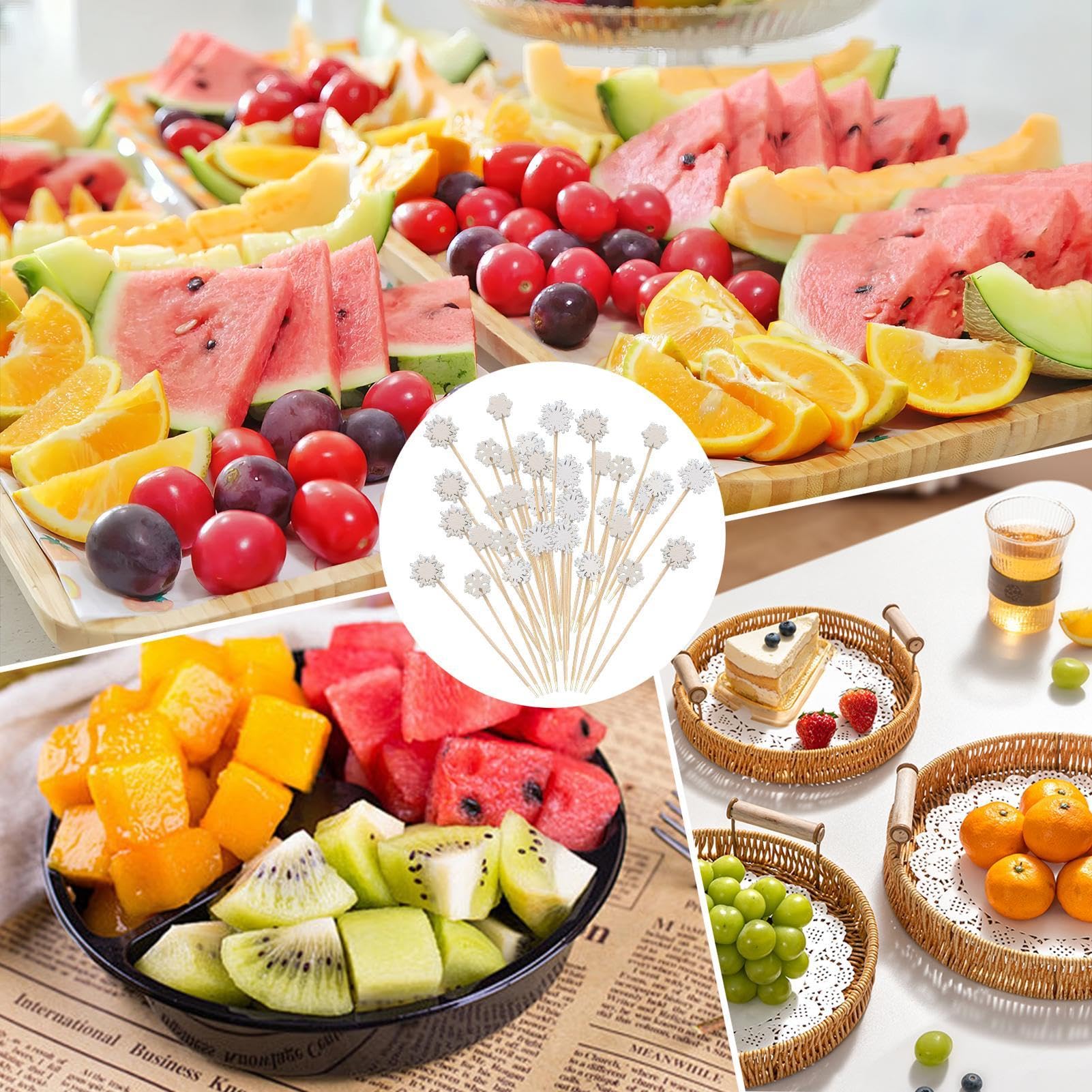 100Pcs Christmas Cocktail Picks - Xmas Tree Santa Snowflake Appetizer Skewers for Holiday Parties, Fruit Decorations & Cocktail Garnishes | Perfect for Christmas Buffets, Dessert Displays & Festive Gatherings