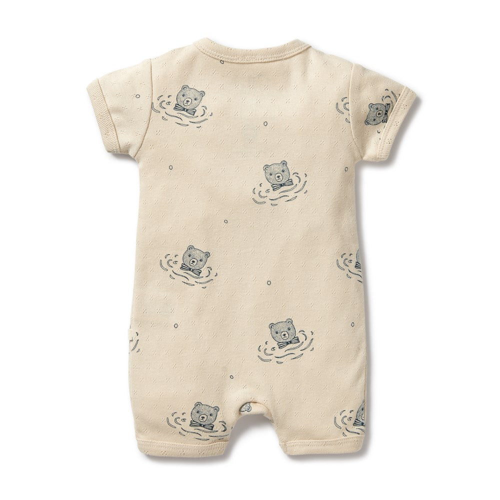 Organic Baby Bear Pointelle Boyleg Zip-Up Romper - Soft & Cozy for Newborns & Infants - Perfect for Playtime, Naptime & Photo Shoots