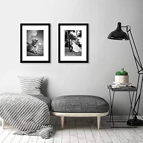 Americanflat 12x16 Picture Frame Set of 2 with Shatter-Resistant Glass - Black Signature Collection - Wall Display Photo Frame for 8x12 with Mat or 12x16 Without Mat - Perfect for Home Decor, Office Art & Gift Giving