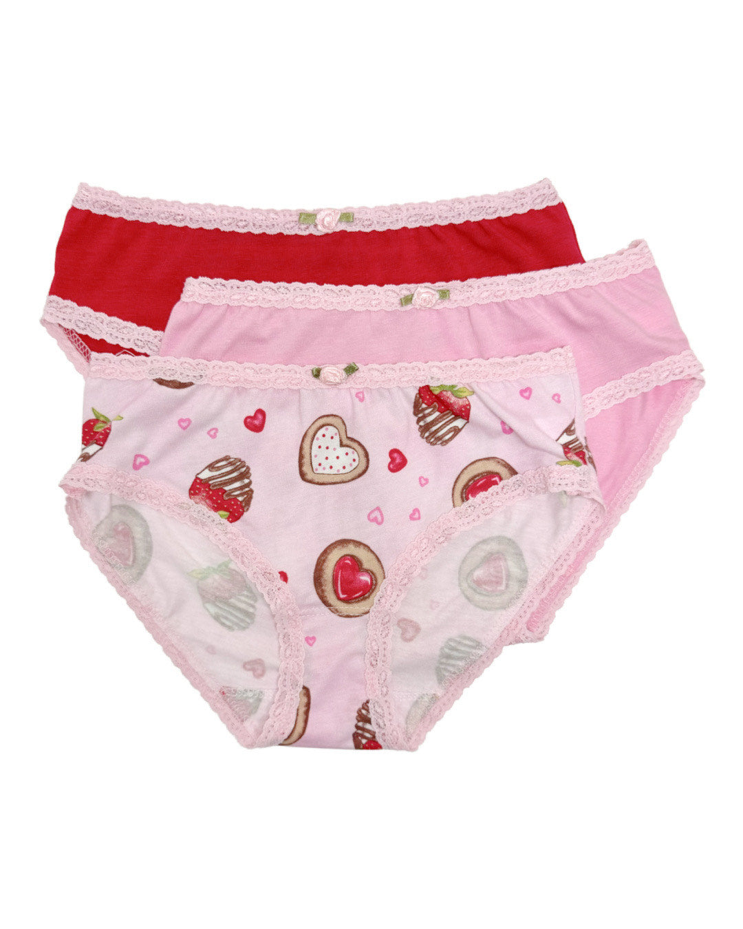 Strawberry Delight Women's Cotton Underwear 3-Pack - Soft Breathable Panties for Everyday Comfort, Sleep & Lounge Wear
