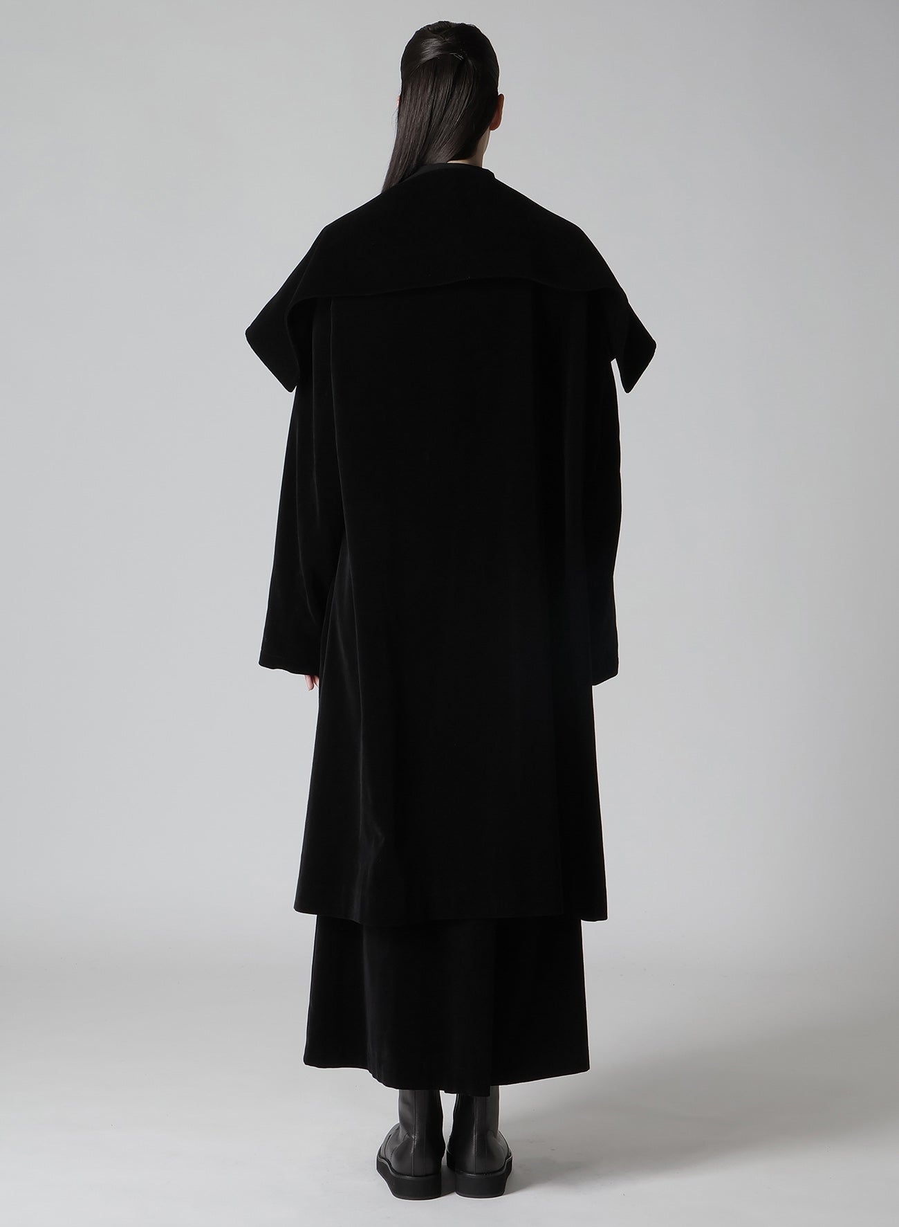 Velvet Front Gather Detail Coat for Women - Elegant Winter Outerwear for Parties, Weddings & Special Occasions