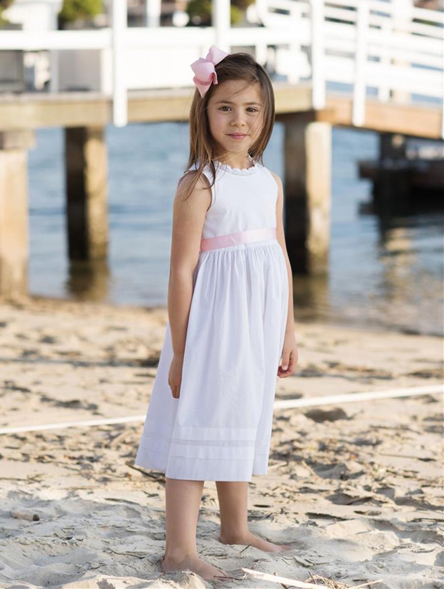 Girls' White Lace Beach Gown - Summer Flower Girl Dress for Weddings, Parties & Photoshoots