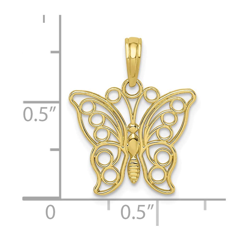 10K Yellow Gold Butterfly Pendant with Intricate Filigree Wings - Elegant Jewelry Gift for Women, Perfect for Birthdays, Anniversaries & Special Occasions