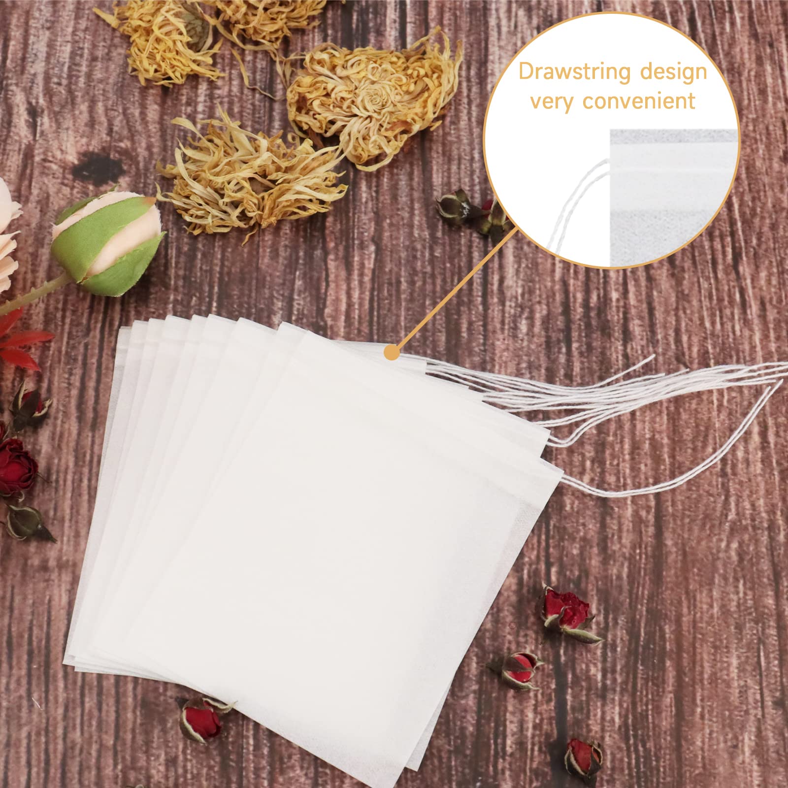 NEPAK 100Pcs Empty Tea Bags for Loose Leaf Tea - 3.15 x 3.94 Inches Disposable Fillable Tea Filter Bags | Perfect for Home Brewing, Herbal Tea, DIY Tea Blends & Gift Packaging