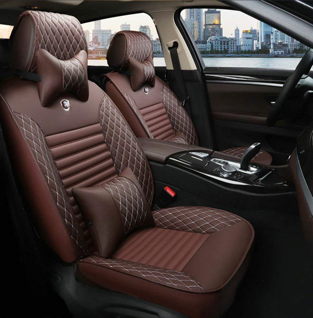 Premium Leatherette Car Seat Covers with Airbag Compatibility - Coffee Brown | Universal Fit for Cars, Trucks & SUVs | Comfort & Protection for Daily Commute, Road Trips & Family Travel