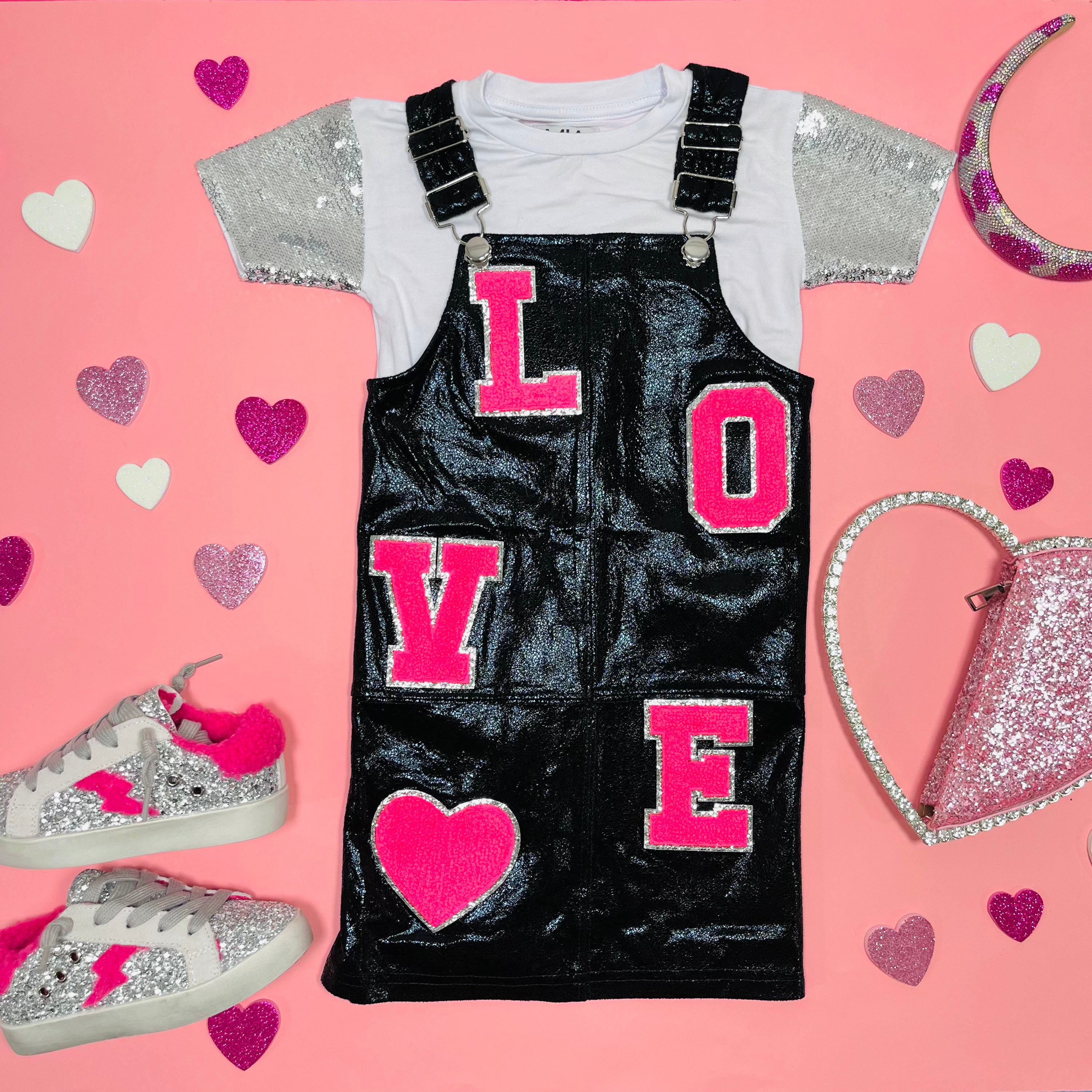 LOVE PATCHES OVERALL DRESS - Trendy Denim Jumpsuit for Women | Perfect for Casual Outings, Music Festivals & Street Style Fashion
