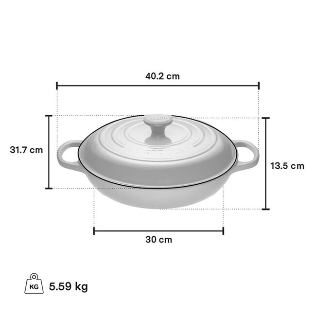 Le Creuset Camomille 3.5 Quart Enameled Cast Iron Braiser with Lid - Perfect for Slow Cooking, Roasting & Serving Dishes