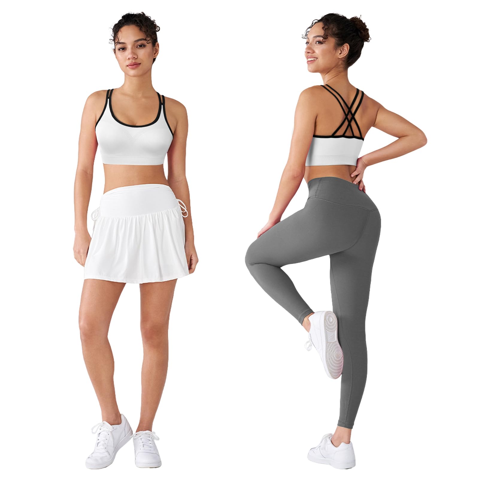 WOYYHO Women's Cross Back Sports Bra - Padded Strappy Yoga Bra with Medium Support for Gym, Fitness & Workout - 3 Pack - Perfect for Running, Yoga & High-Intensity Training