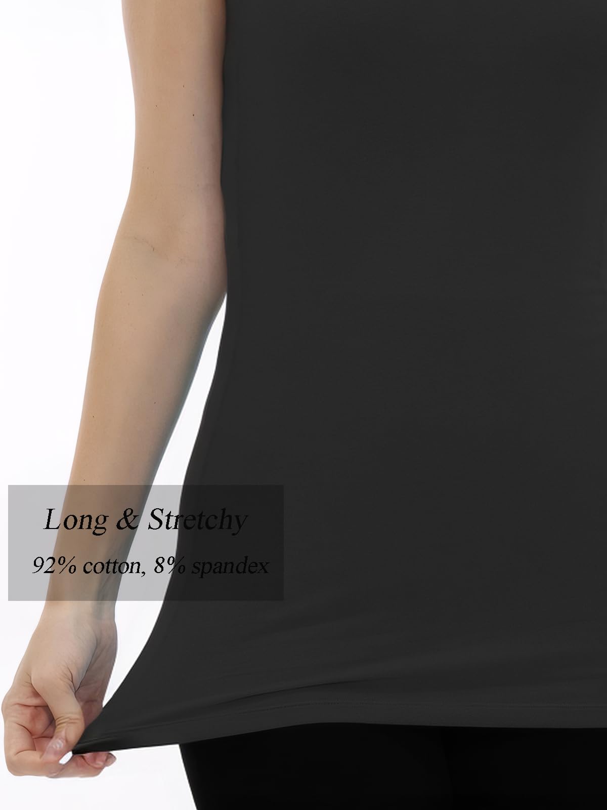 H HIAMIGOS Women's Racerback Long Tank Tops - 3 Pack Stretchy Cotton Sleeveless Workout Shirts for Gym, Yoga, Running & Casual Wear