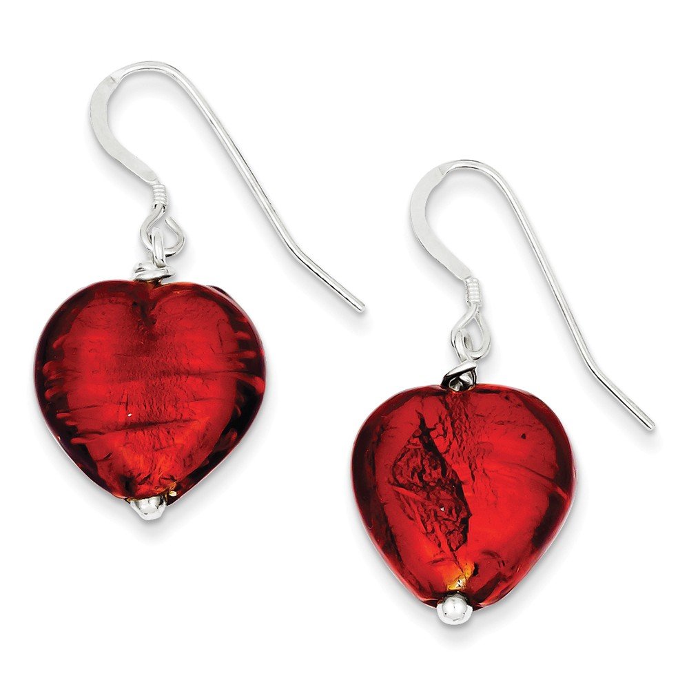 Authentic Sterling Silver Red Murano Glass Heart Earrings for Women | Handmade Italian Jewelry | Valentine's Day Gift, Anniversary Present, Romantic Date Night Accessory