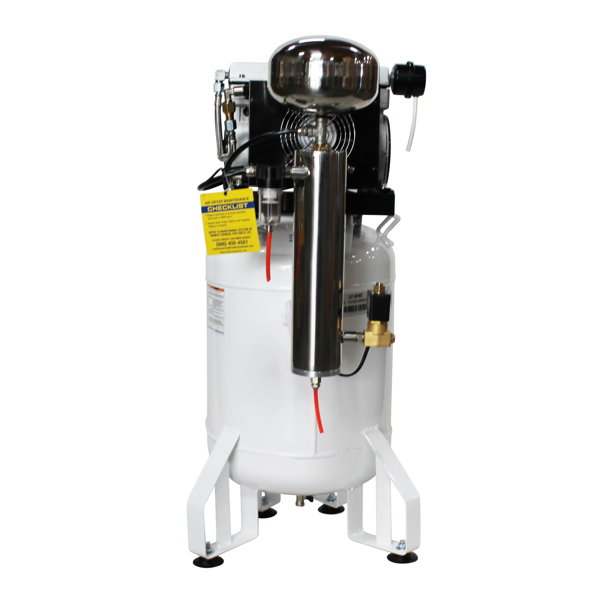 California Air Tools 10010DC Ultra Quiet & Oil-Free 1.0 HP 10-Gallon Steel Tank Air Compressor with Air Drying System - White | Perfect for Home Workshops, DIY Projects & Professional Use