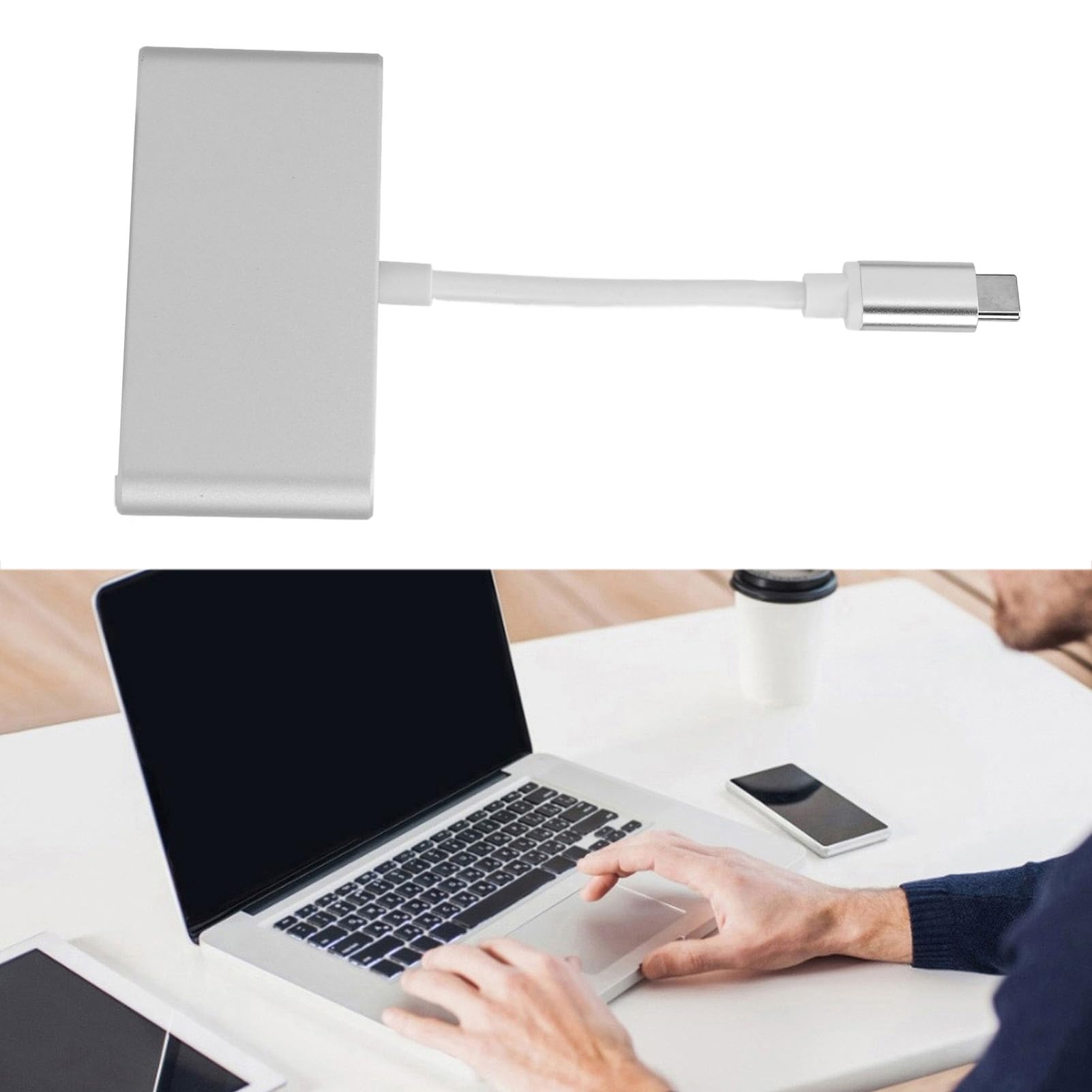 3-Port USB C Hub Aluminum Adapter - USB 2.0/3.0 Multi-Port Converter for Mouse, Keyboard & Flash Drives | Compatible with MacBook, iPad Pro & Windows Laptops | Compact Travel Design for Home & Office Use
