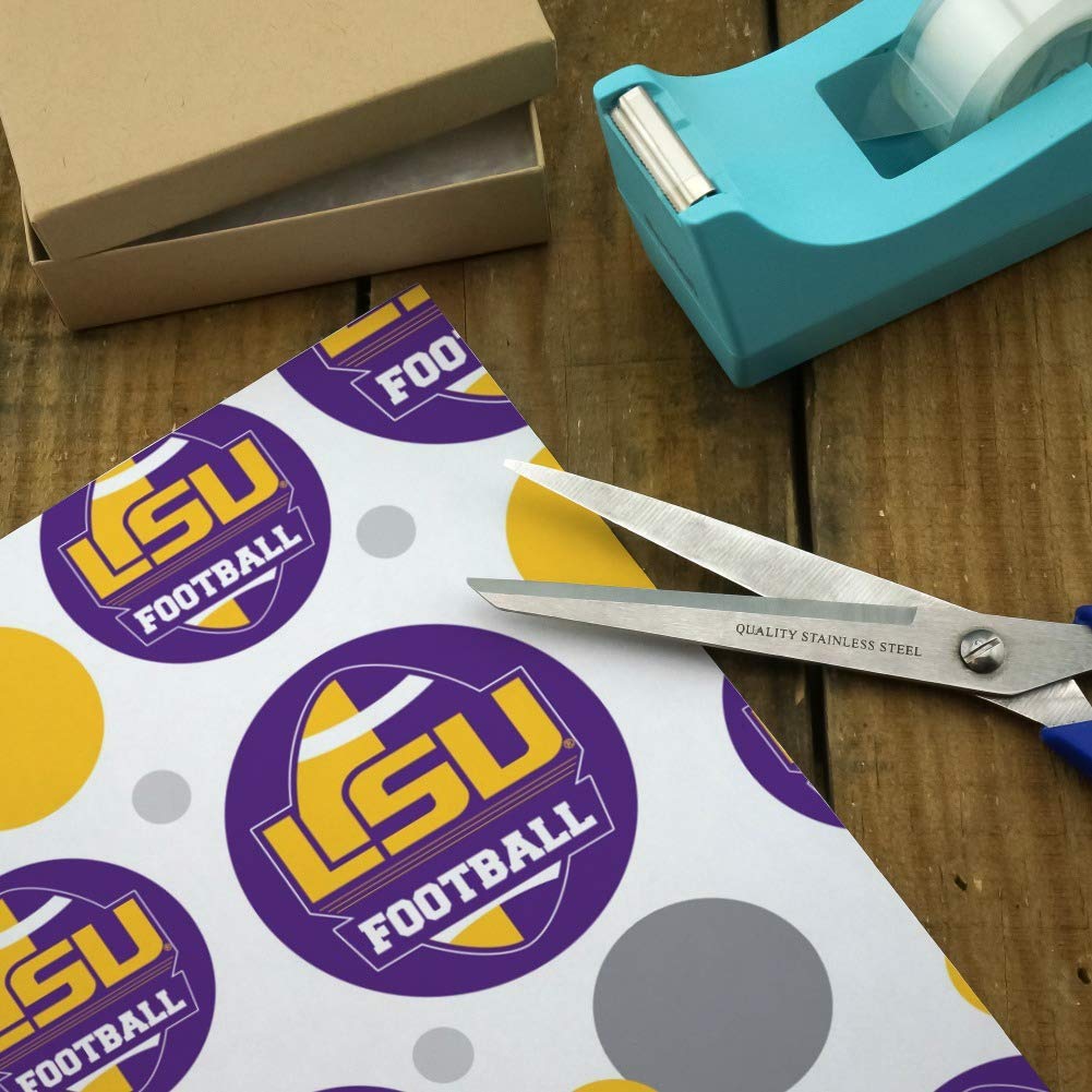 Premium LSU Tigers Football Themed Gift Wrap Roll - Perfect for Birthday, Christmas & Game Day Presents - 24
