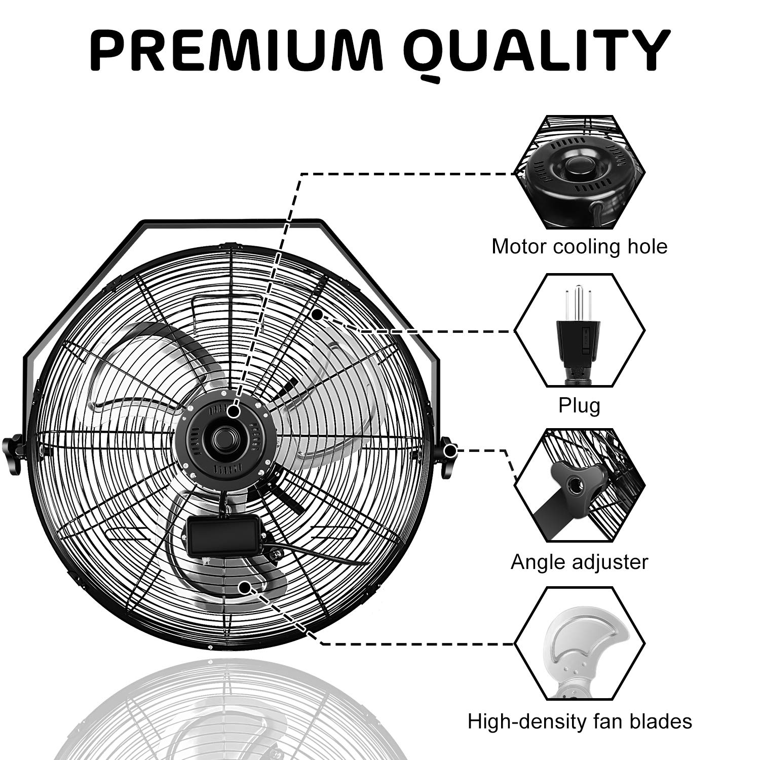 Simple Deluxe 18 Inch Industrial Wall Mount Fan - 3 Speed High Velocity Commercial Metal Ventilation Fan for Warehouse, Greenhouse, Workshop, Patio, Factory & Basement | Heavy Duty Cooling for Large Spaces & Hot Environments