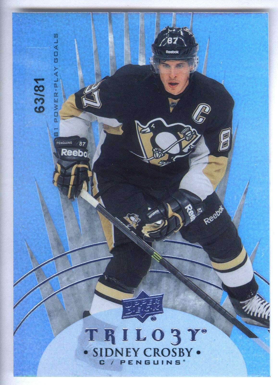 14/15 Upper Deck Trilogy Radiant Blue #4 Sidney Crosby Hockey Card #63/81 - Rare Collectible for NHL Fans & Sports Memorabilia Enthusiasts