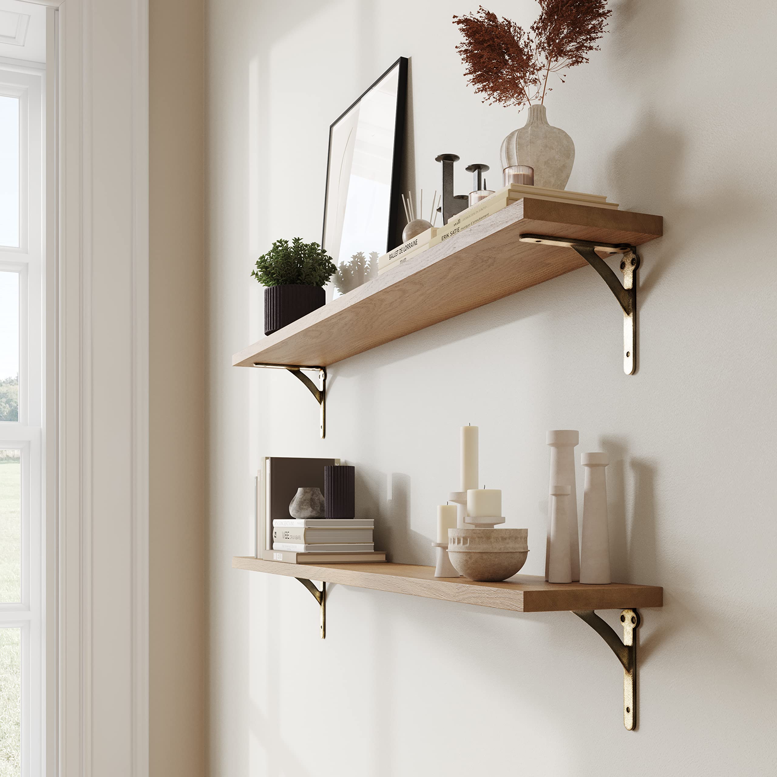 Decorative Cast Iron Shelf Bracket with Screws - RCH Hardware 7901AN - Rustic Home Decor for Bookshelves, Floating Shelves & Wall Storage