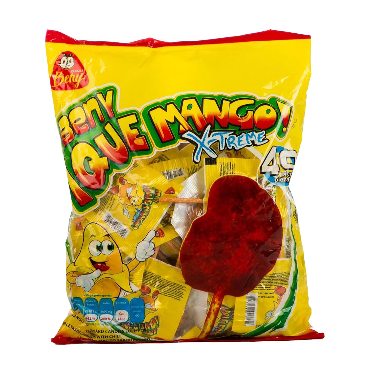 Beny Que Extreme Mango Slices 40 Count Resealable Bag - Sweet & Tangy Dried Fruit Snacks for Hiking, Office & Healthy On-the-Go Lifestyle