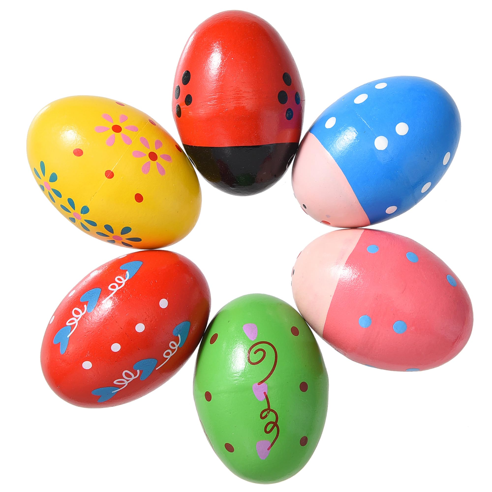 6 Pcs Wooden Easter Egg Shakers - Musical Percussion Instruments for Kids & Babies, Easter Basket Stuffers & Valentine's Day Gifts - Perfect for Easter Egg Hunts, Classroom Activities & Sensory Play
