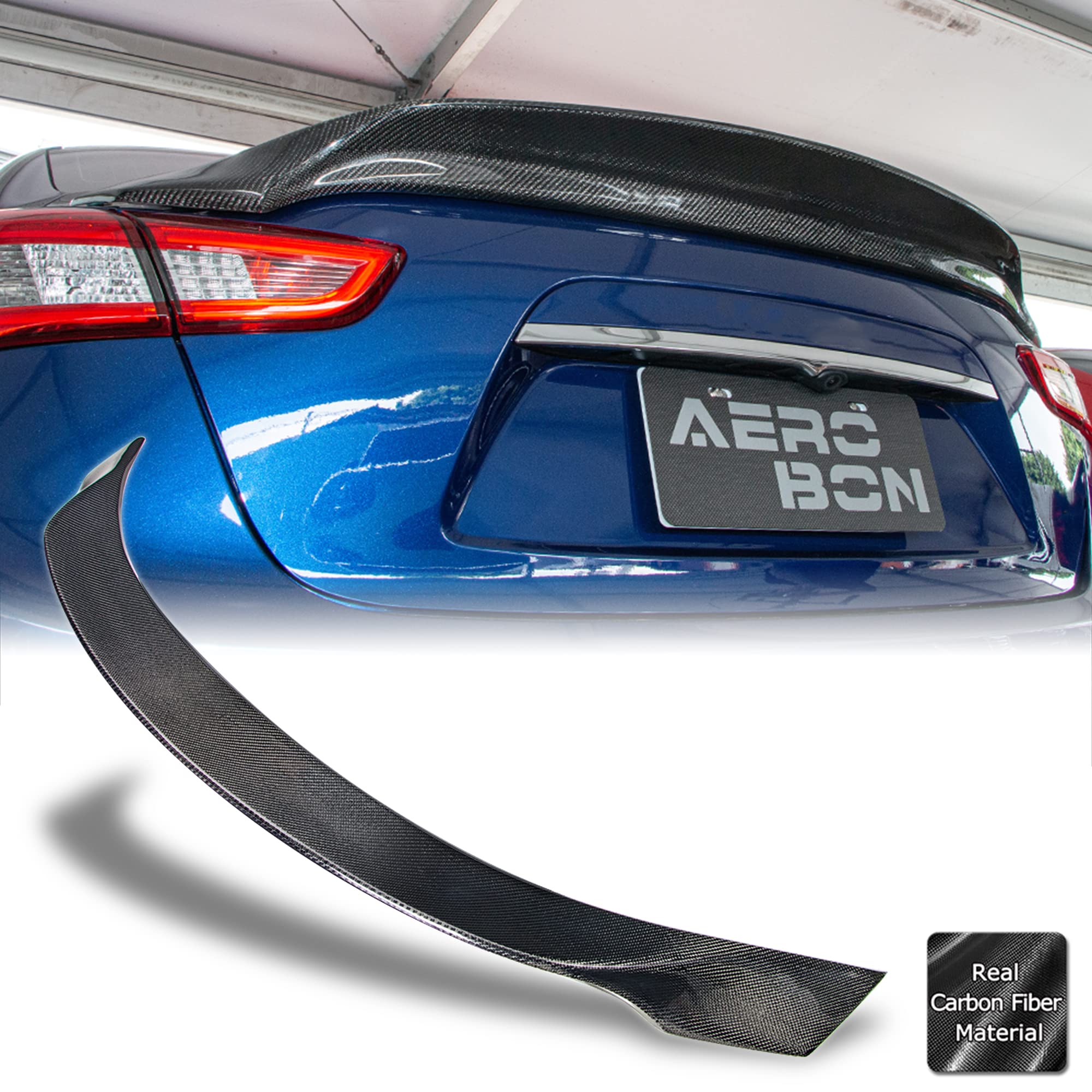 AeroBon Real Carbon Fiber Trunk Spoiler for 2013-2023 Maserati Ghibli - AS Style Rear Wing Spoiler - High Performance & Lightweight - Perfect for Street Racing & Car Shows