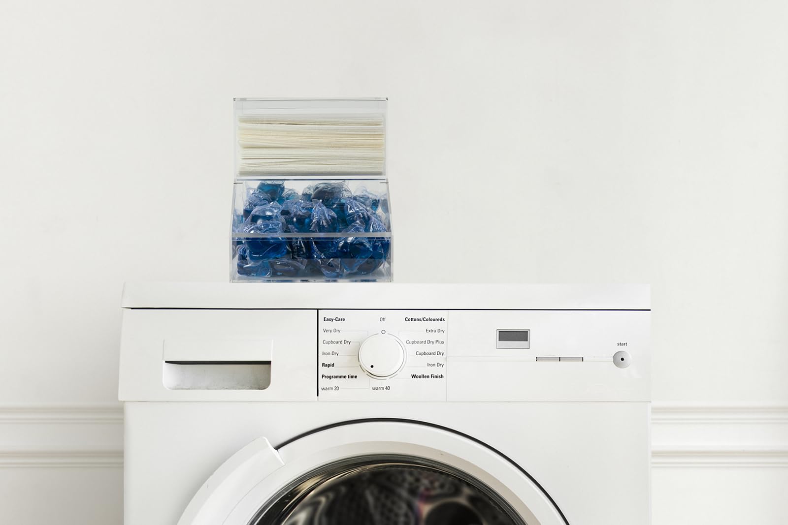 Acrylic Dishwasher Pods & Sponge Holder with Lids - 2 Compartment Storage Container for Detergent Tablets, Dryer Sheets, Laundry Pods | Kitchen Sink Organization & Countertop Storage Solution for Sponges, Soap, and Cleaning Supplies