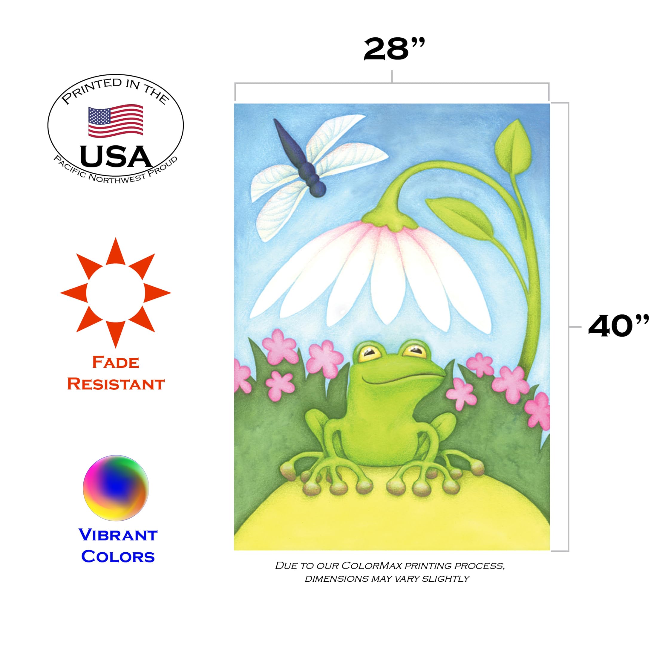Toland Home Garden 100074 Little Green Frog Double Sided Garden Flag - 28x40 Inch Outdoor Decorative Frog Flag for Yard, House & Flower Beds - Perfect for Spring Decor, Patio Parties & Front Porch Displays