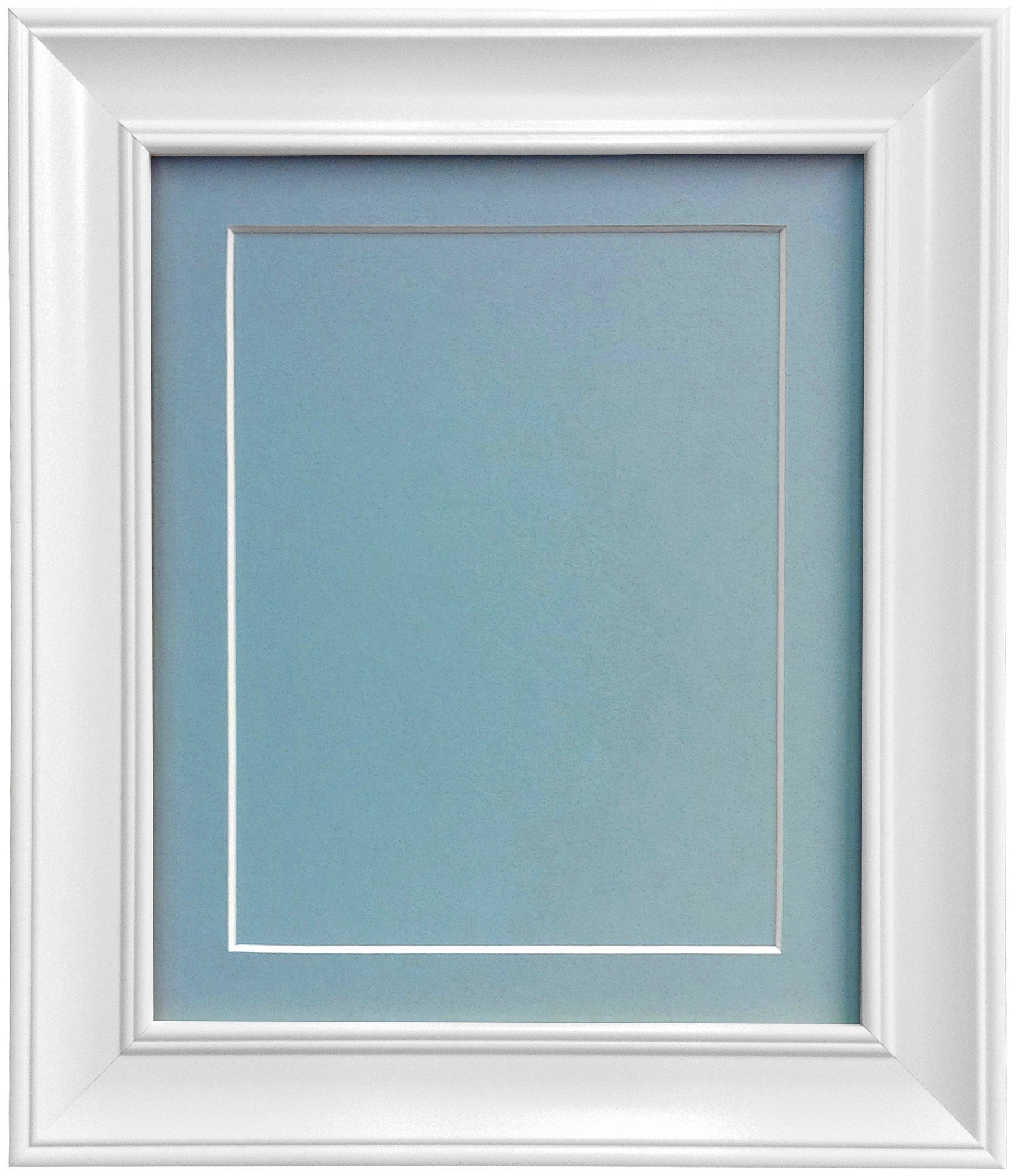 Scandi Vintage White Photo Frame with Blue Mat and Backing Board - 40x50cm (A3 Size) - Perfect for Wall Decor, Home Office Display, and Gift Giving