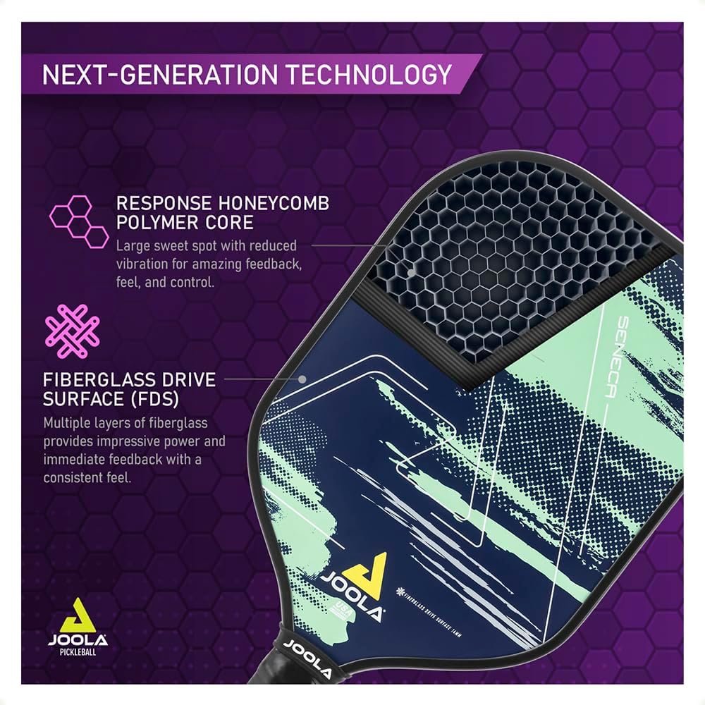 JOOLA Seneca FDS 14 Pickleball Paddle - Premium Carbon Fiber Surface for Enhanced Spin & Control - Perfect for Intermediate & Advanced Players - Ideal for Outdoor & Indoor Court Play