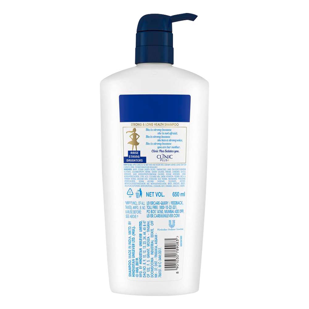 POND'S Clinic Plus Strong & Long Health Shampoo with Milk Protein & Multivitamin - 650ml | Hair Growth & Repair for Men & Women | Daily Use for Healthy, Shiny Hair