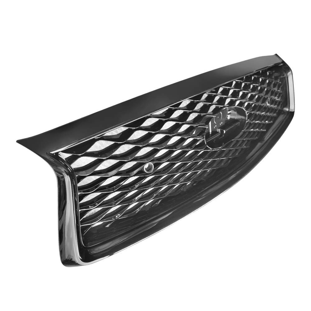 IKON MOTORSPORTS Gloss Black Front Grille Compatible with 2018-2024 Infiniti Q50 - ER Style Mesh Bumper Hood Upper Grill Replacement for Enhanced Style & Performance