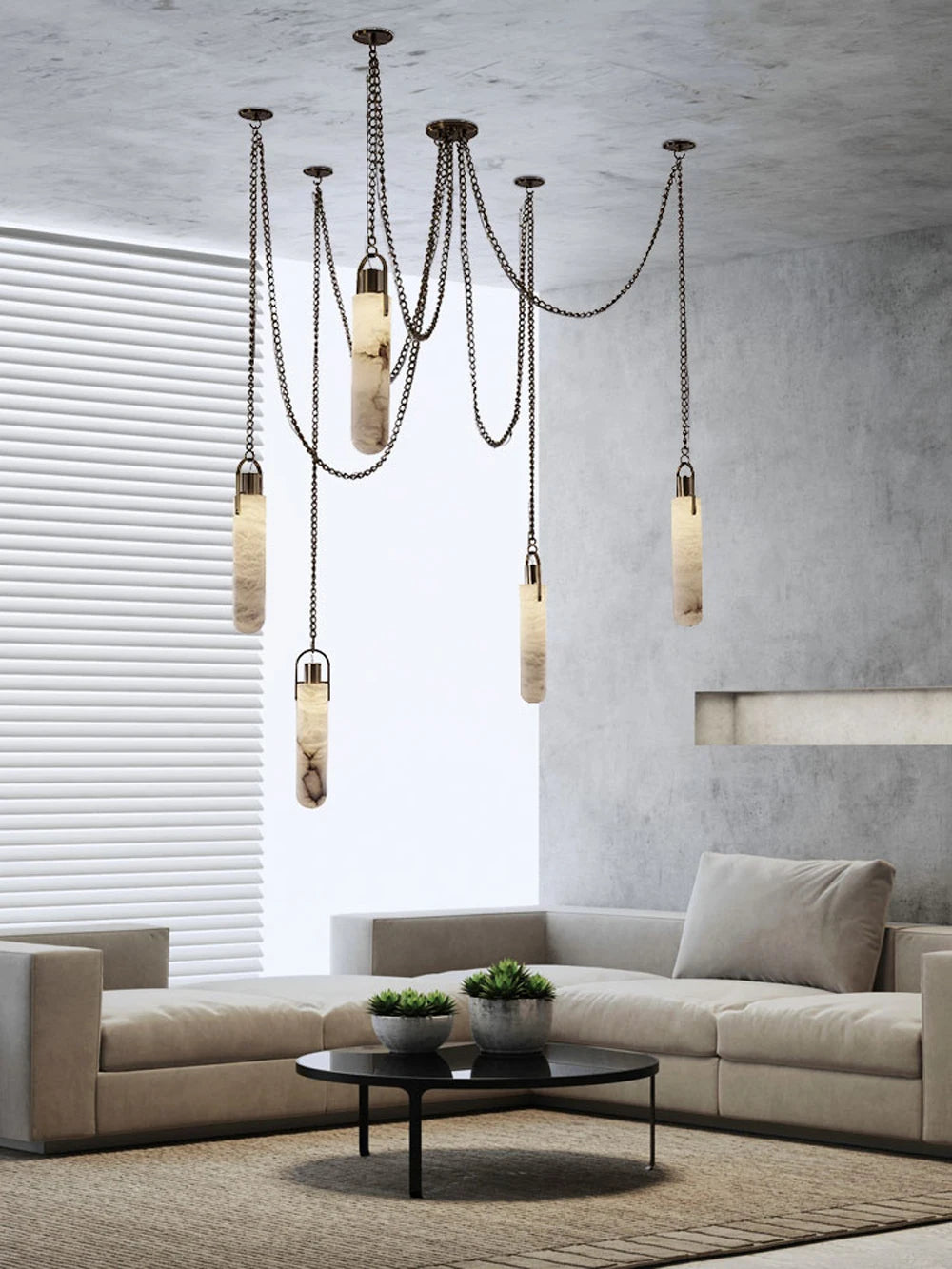 Anx Marble Ceiling Light Fixture - Modern Crystal Chandelier for Dining Room, Living Room & Bedroom Lighting | Elegant Home Decor