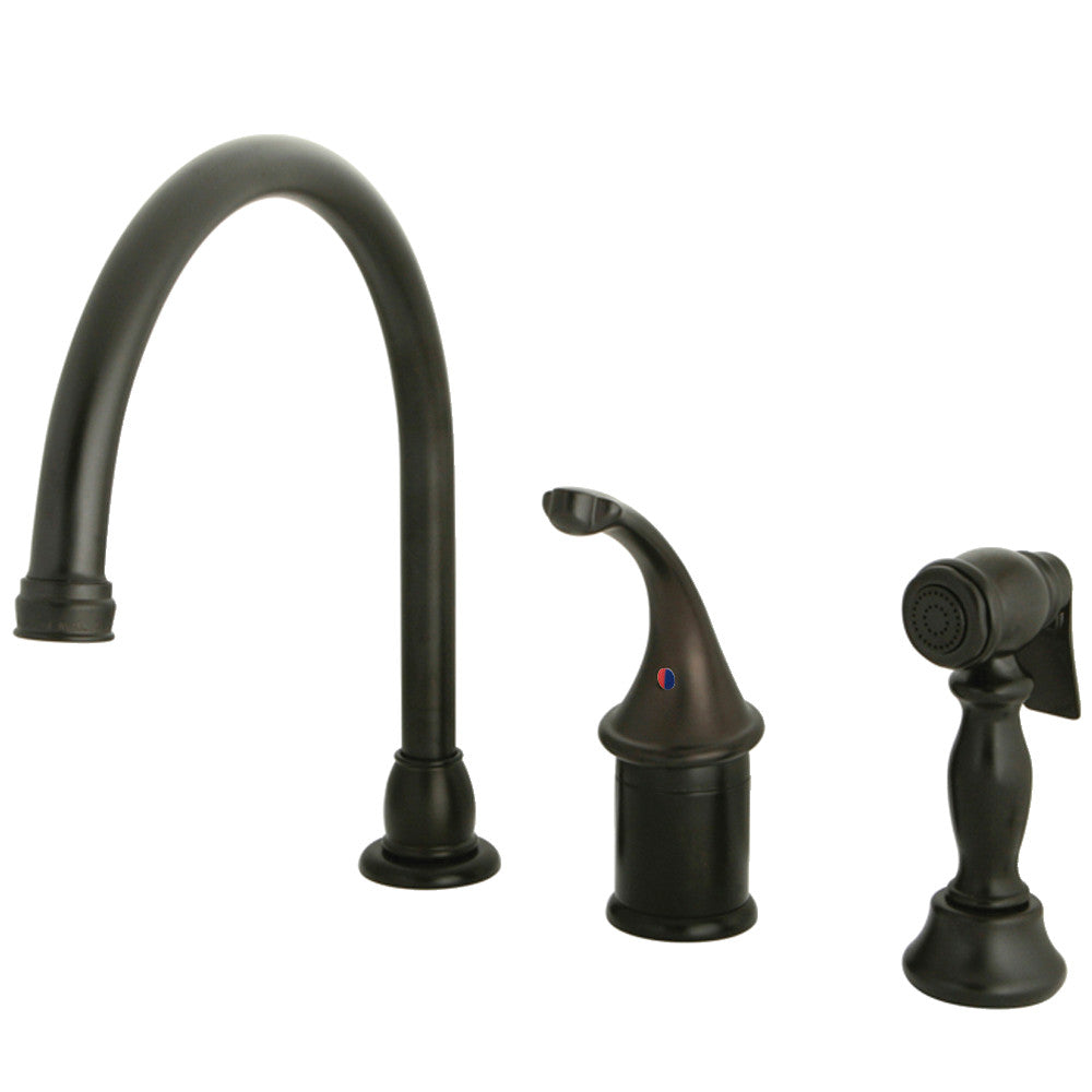 Kingston Brass KB3815GLBS Widespread Kitchen Faucet - Oil Rubbed Bronze Finish, High Arc Spout, Dual Handle Design for Modern Kitchens | Perfect for Sink Cleaning, Cooking & Dishwashing