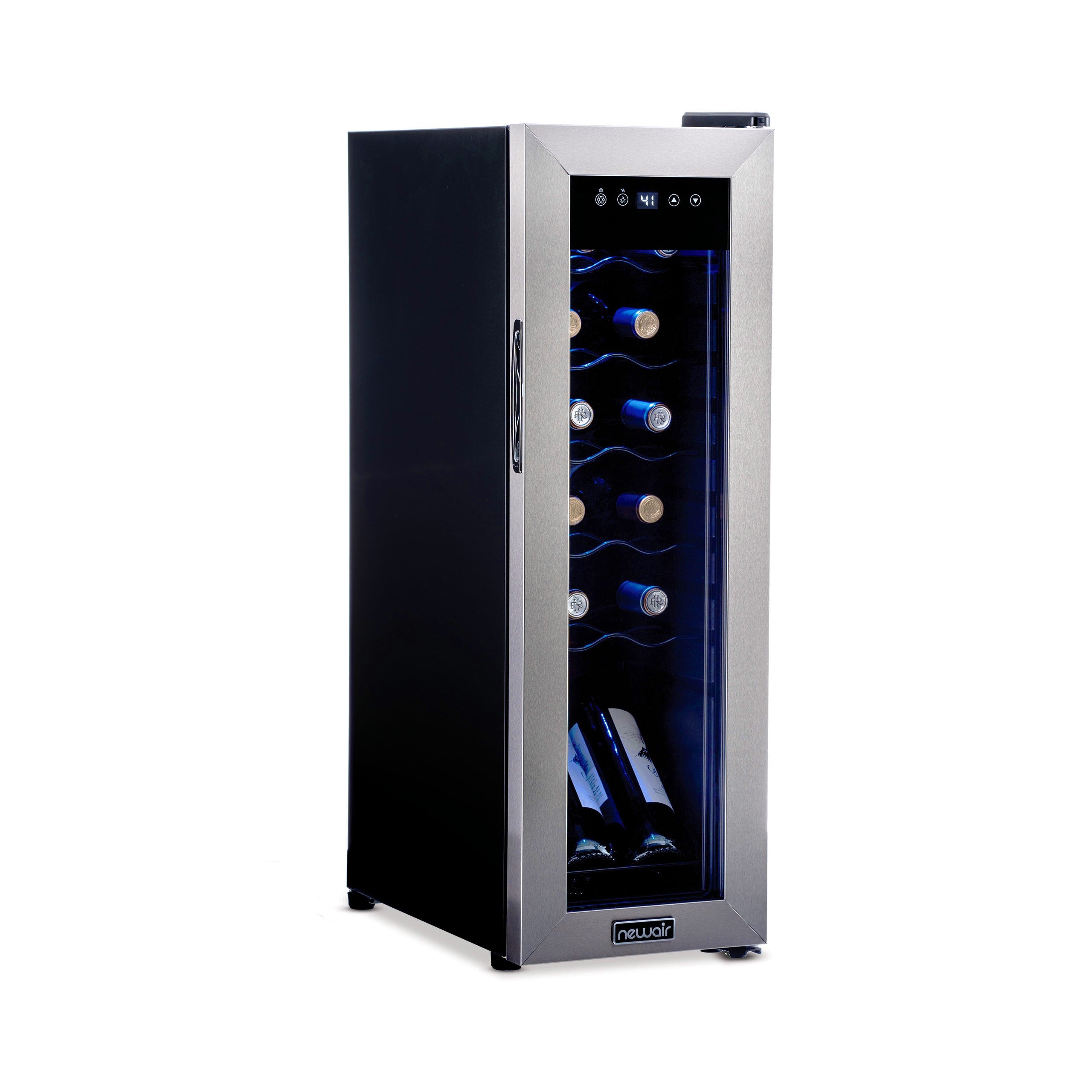Newair® 12 Bottle 9.9 Cu. Ft. Stainless Steel Freestanding Wine Cooler Refrigerator - Perfect for Home Bars, Restaurants, and Wine Cellars