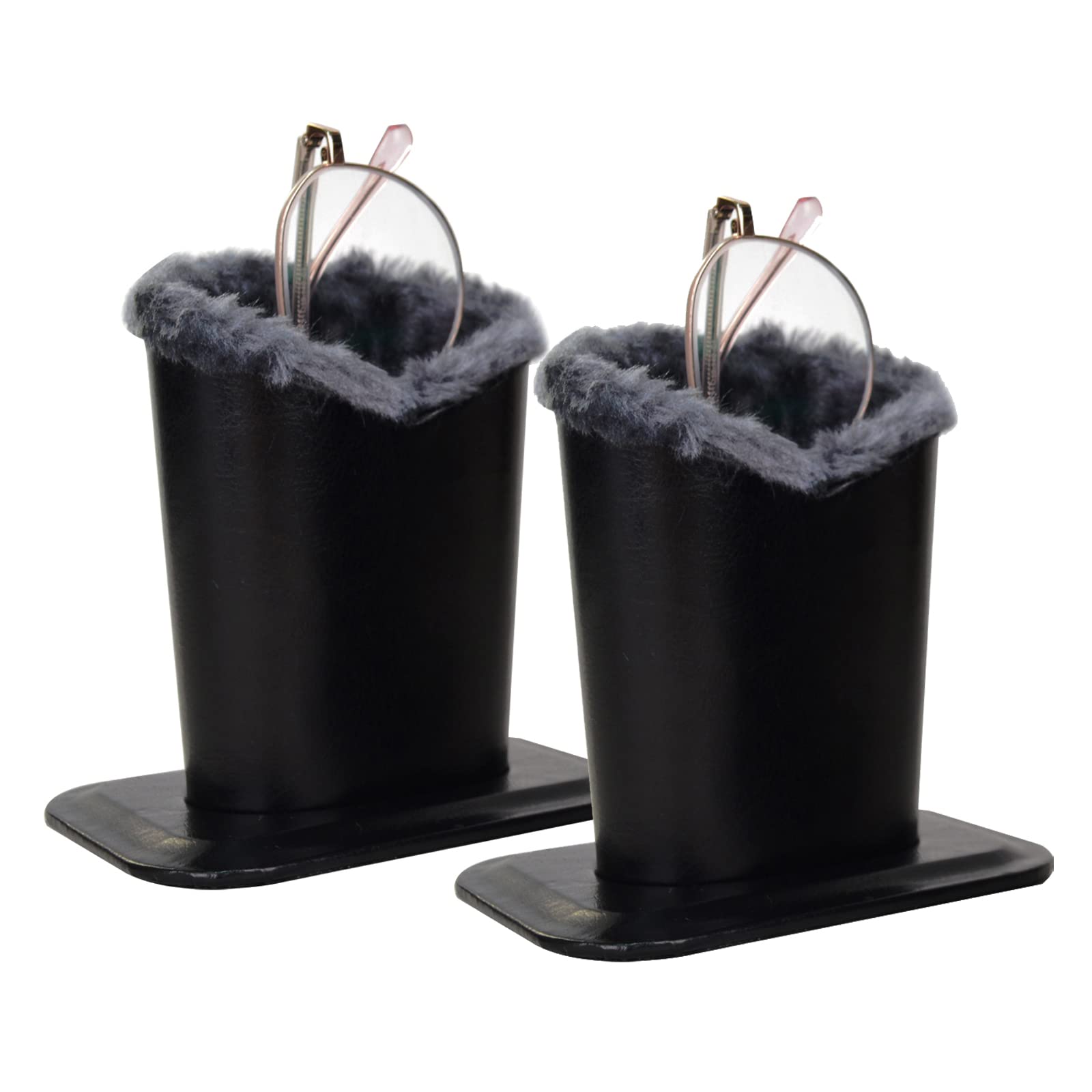 2 Pack Soft Plush Lined Eyeglasses Holder Stand - Protective Glasses Case for Desk, Nightstand & Travel - Perfect for Home, Office & On-the-Go Use
