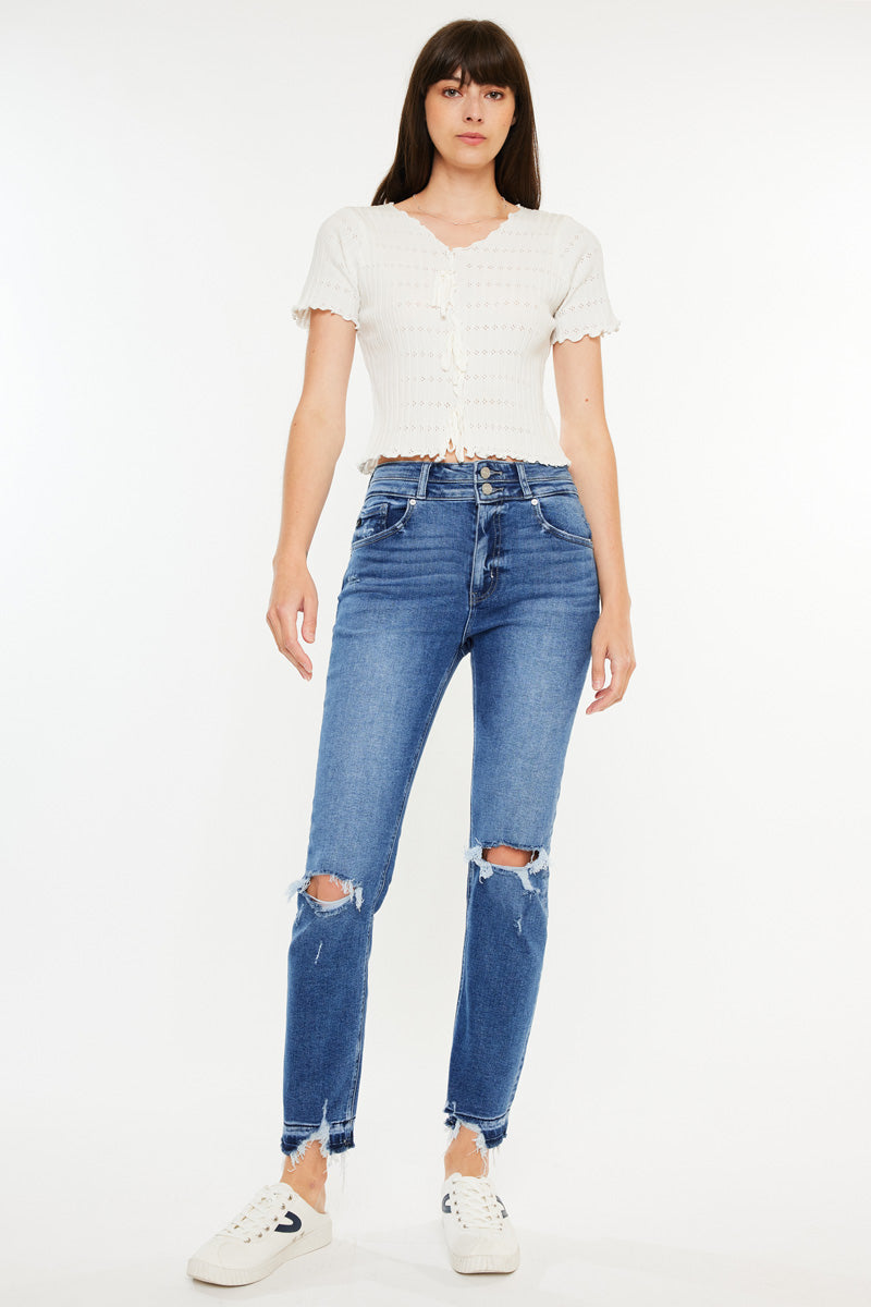 Pamela High Rise Slim Straight Leg Jeans for Women - Stretchy Denim Pants, Comfortable & Flattering Fit - Perfect for Casual Wear, Office, and Date Nights