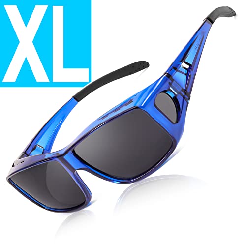 C01 Transparent Blue Frame Polarized Grey Lens Wrap Around Sunglasses