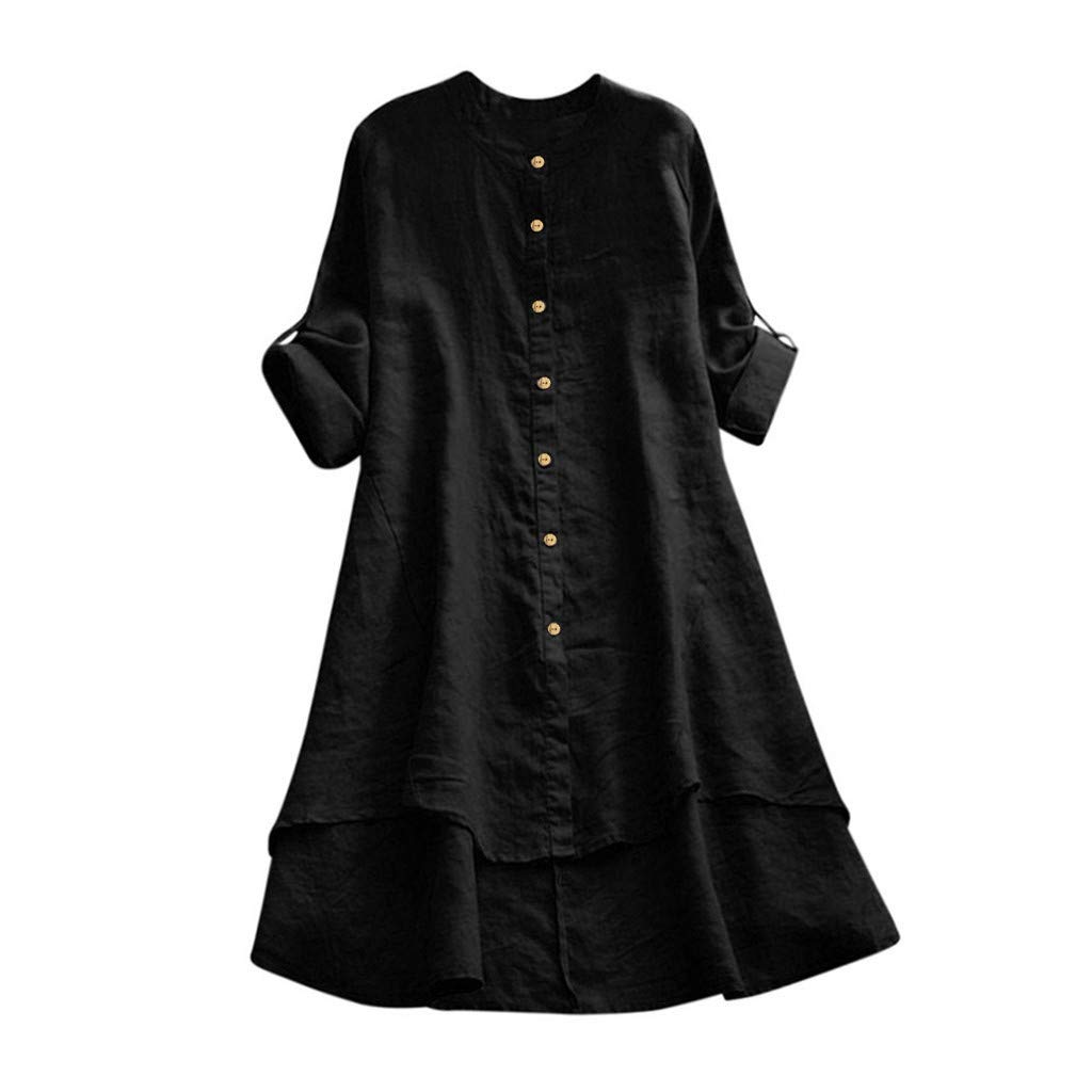 Women's Linen Button-Down Blouse - Long Sleeve Casual Loose Fit Solid Color Tops for Work | Office Wear, Business Casual & Everyday Outfits